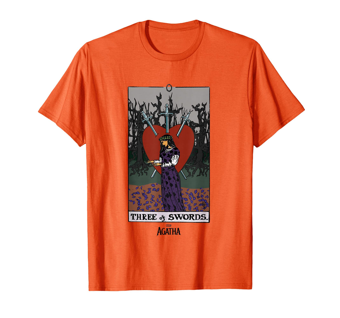 Marvel Agatha All Along Three Of Swords Vintage Tarot T-Shirt
