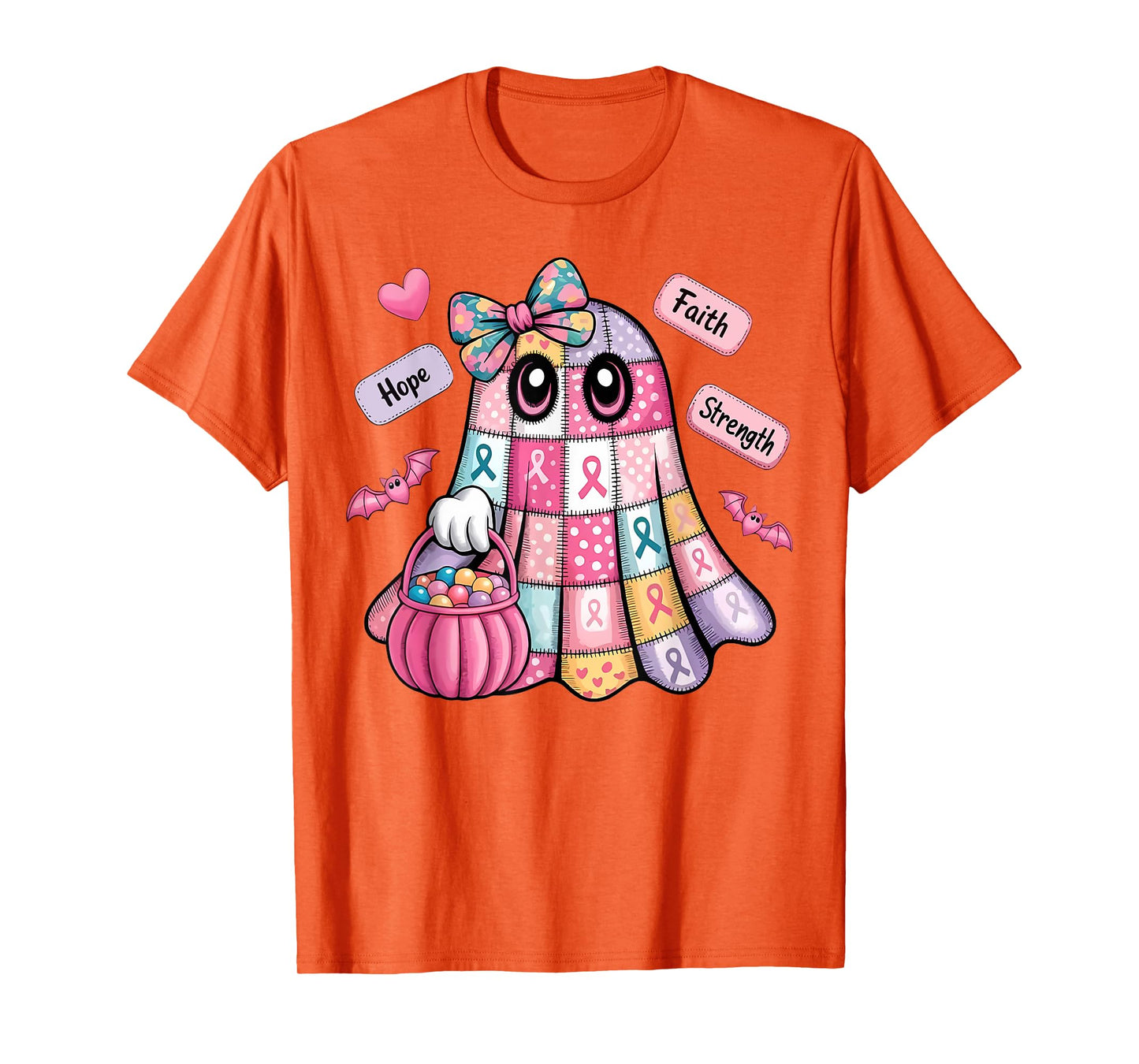 Breast Cancer Hope Strength Faith Survivor Ghost Wear Pink T-Shirt