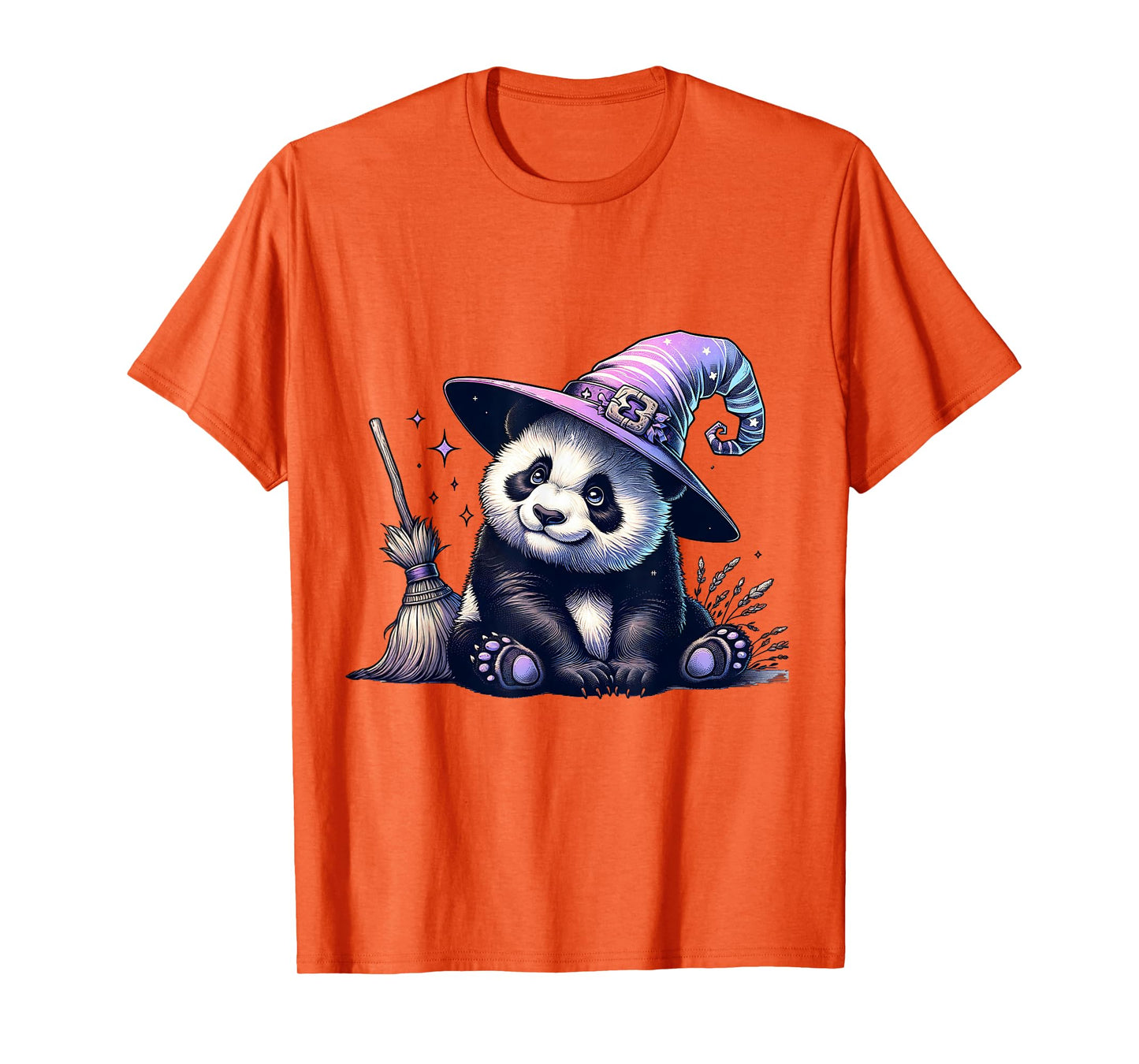 Halloween Panda Funny Panda Lover Witch Hat Costume T-Shirt