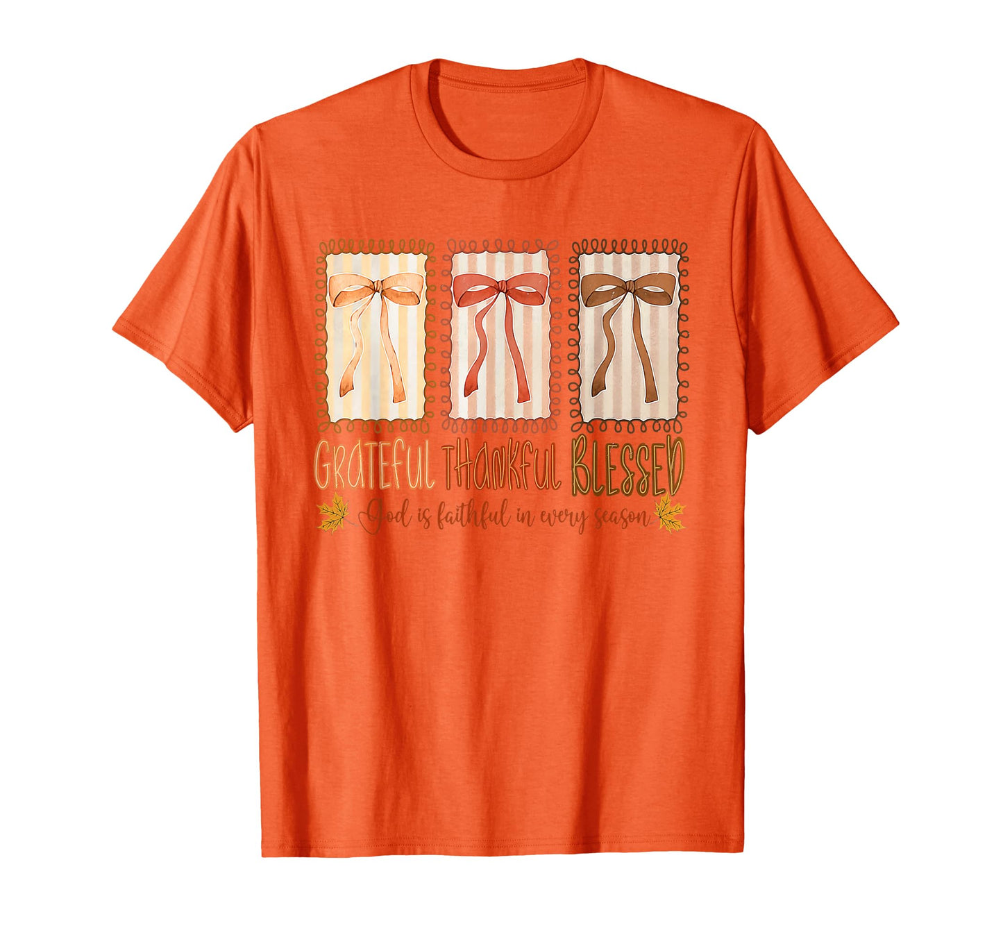 Grateful Thankful Blessed God's Faithful Christian Faith Bow T-Shirt