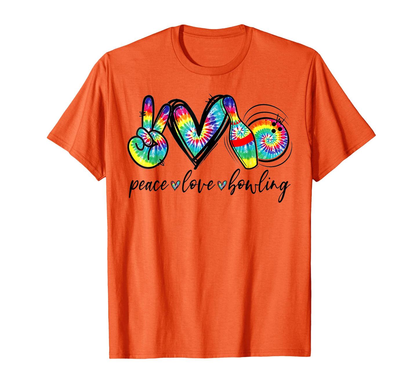 Peace Love Bowling Tie Dye Funny Bowling Lovers T-Shirt