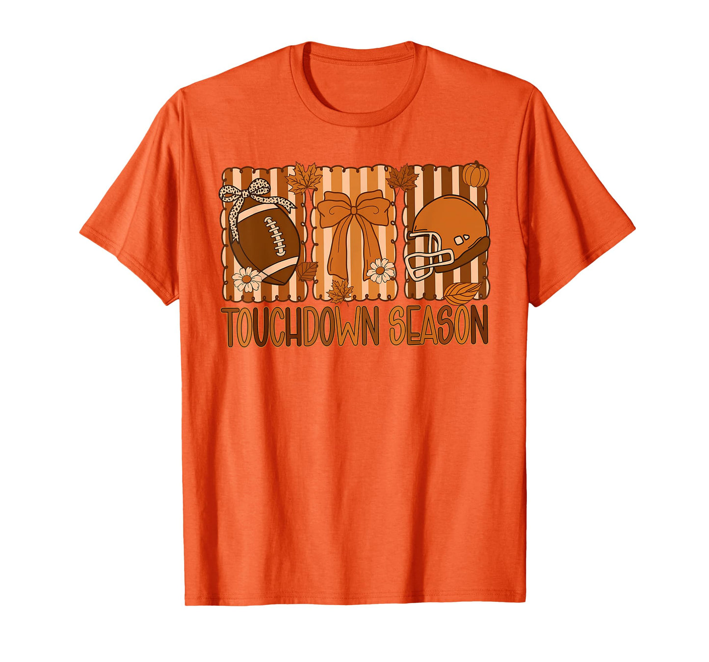 Touch Down Season Football Game Day Coquette Bow Preppy T-Shirt