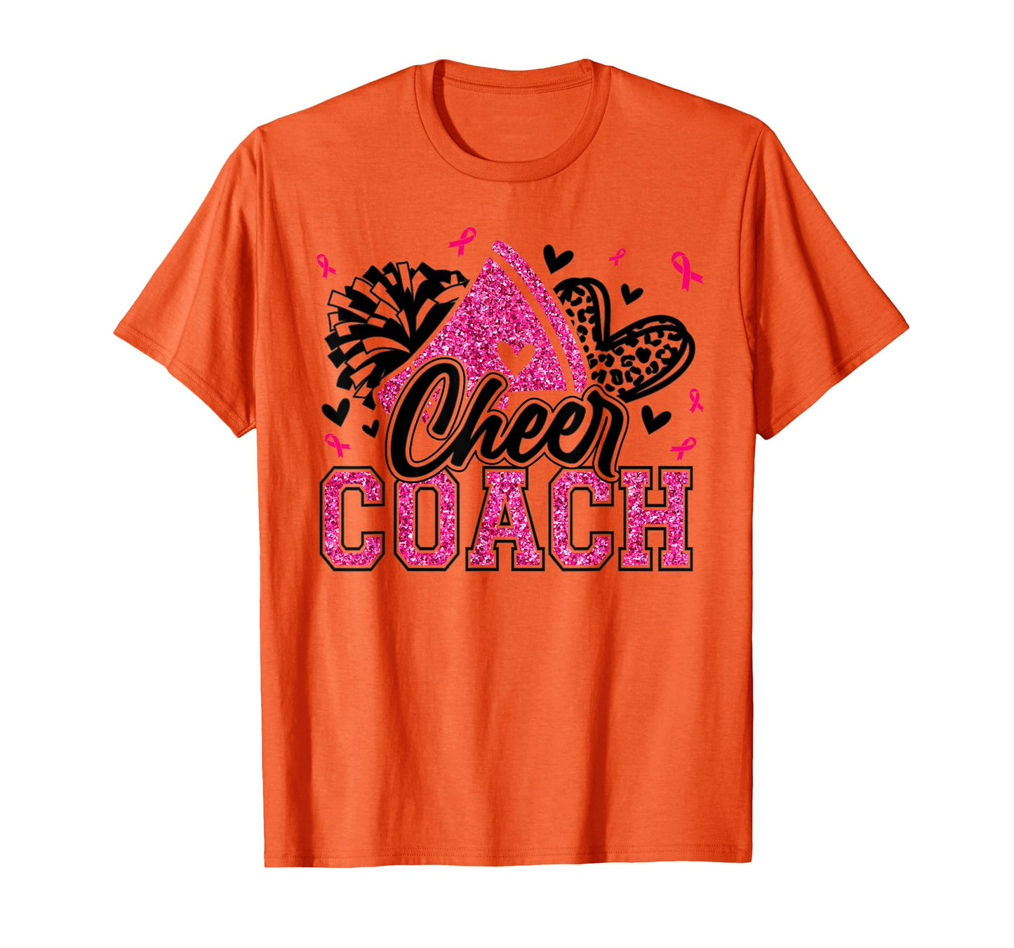 Football Cheer Coach Pink Ribbon Breast Cancer Awareness T-Shirt