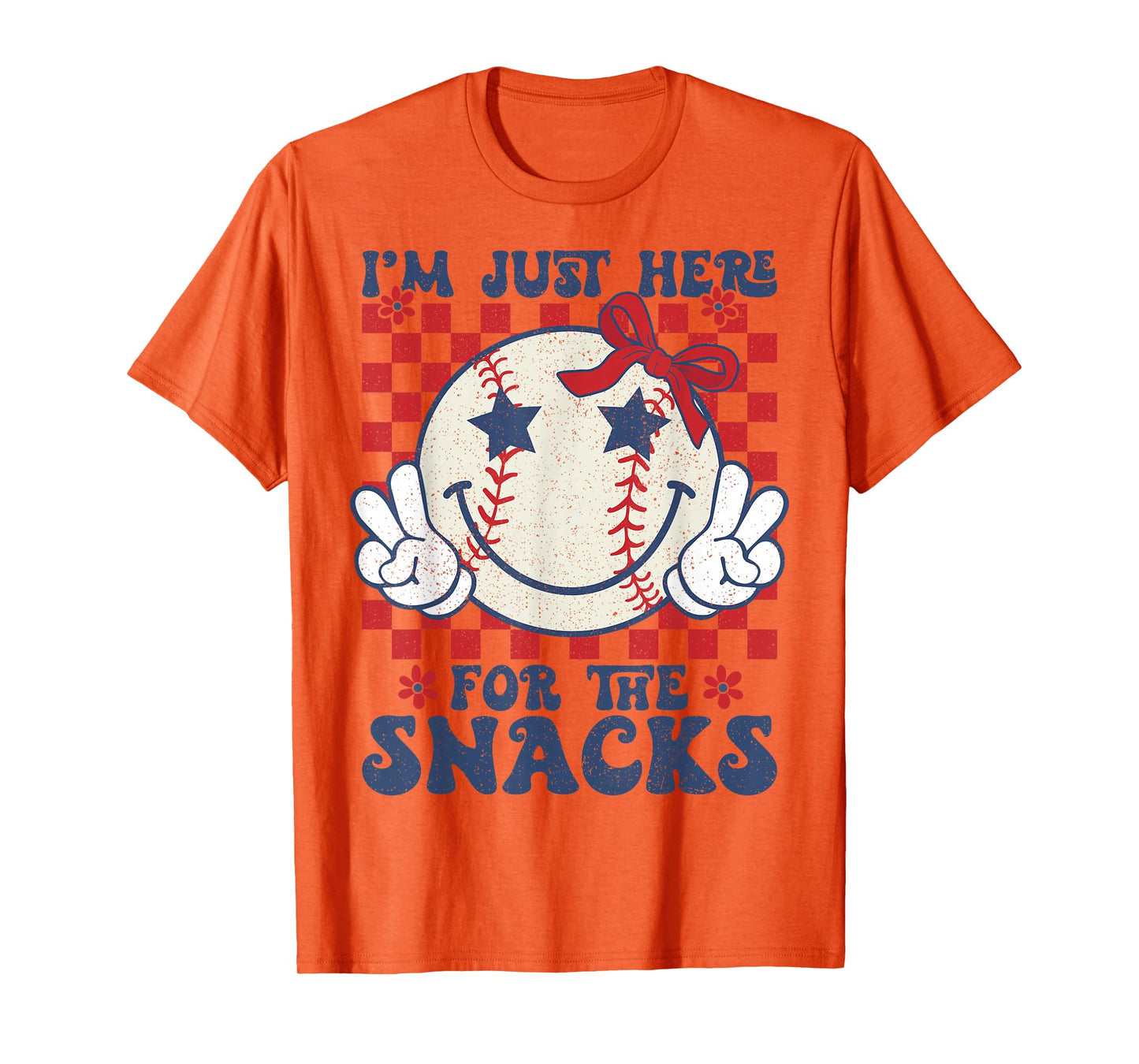 Retro Baseball Sister I'm Just Here for the Snacks Girls Mom T-Shirt