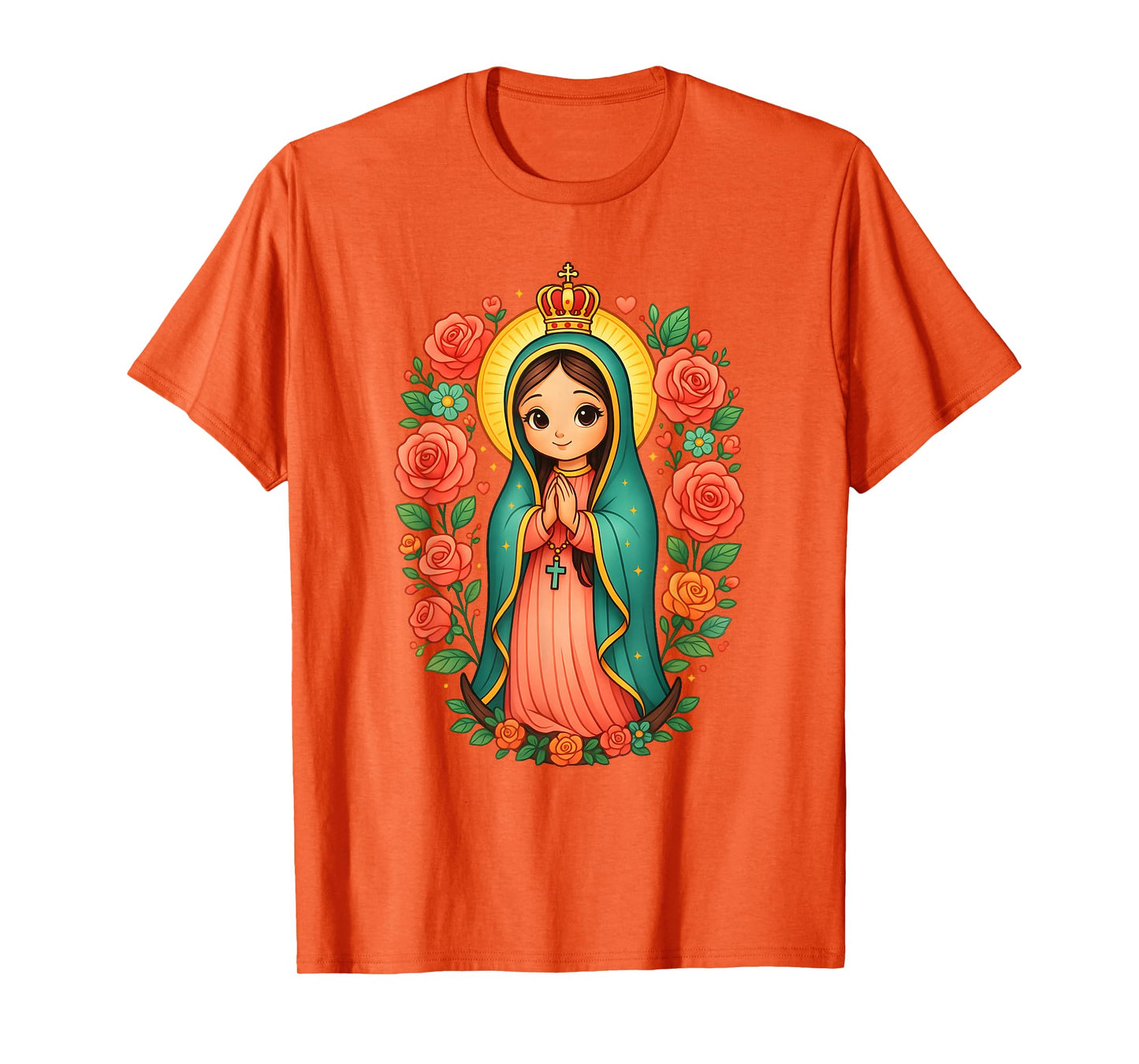 Cute Our Lady of Guadalupe Floral Mexican Identity T-Shirt