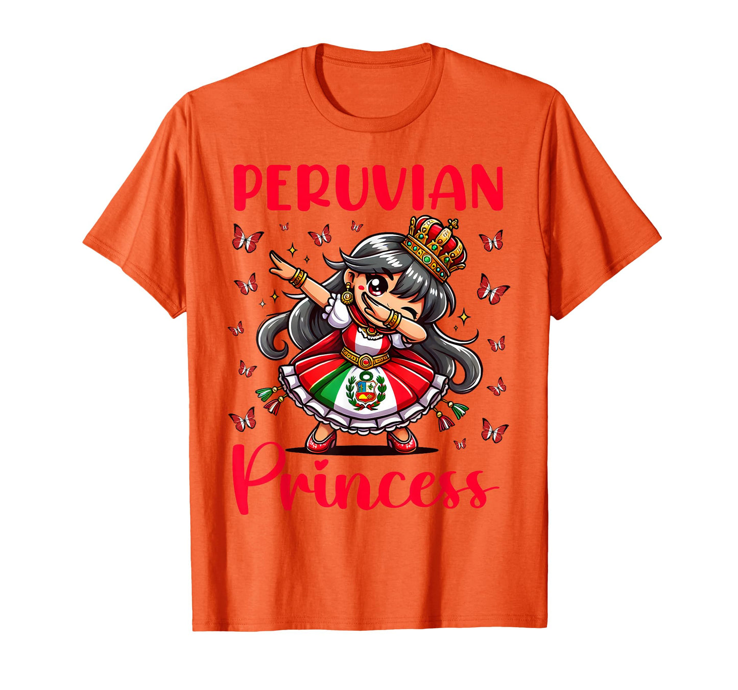 Peruvian Princess Dab Girl Flag Dress Cultural Girls Kids T-Shirt