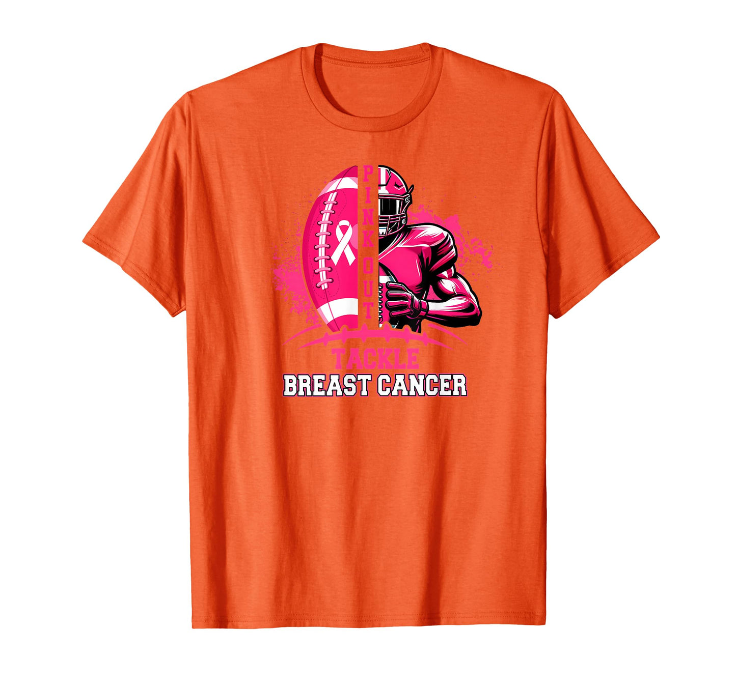 Football Game Day Pink Out Tackle Breast Cancer Awareness T-Shirt