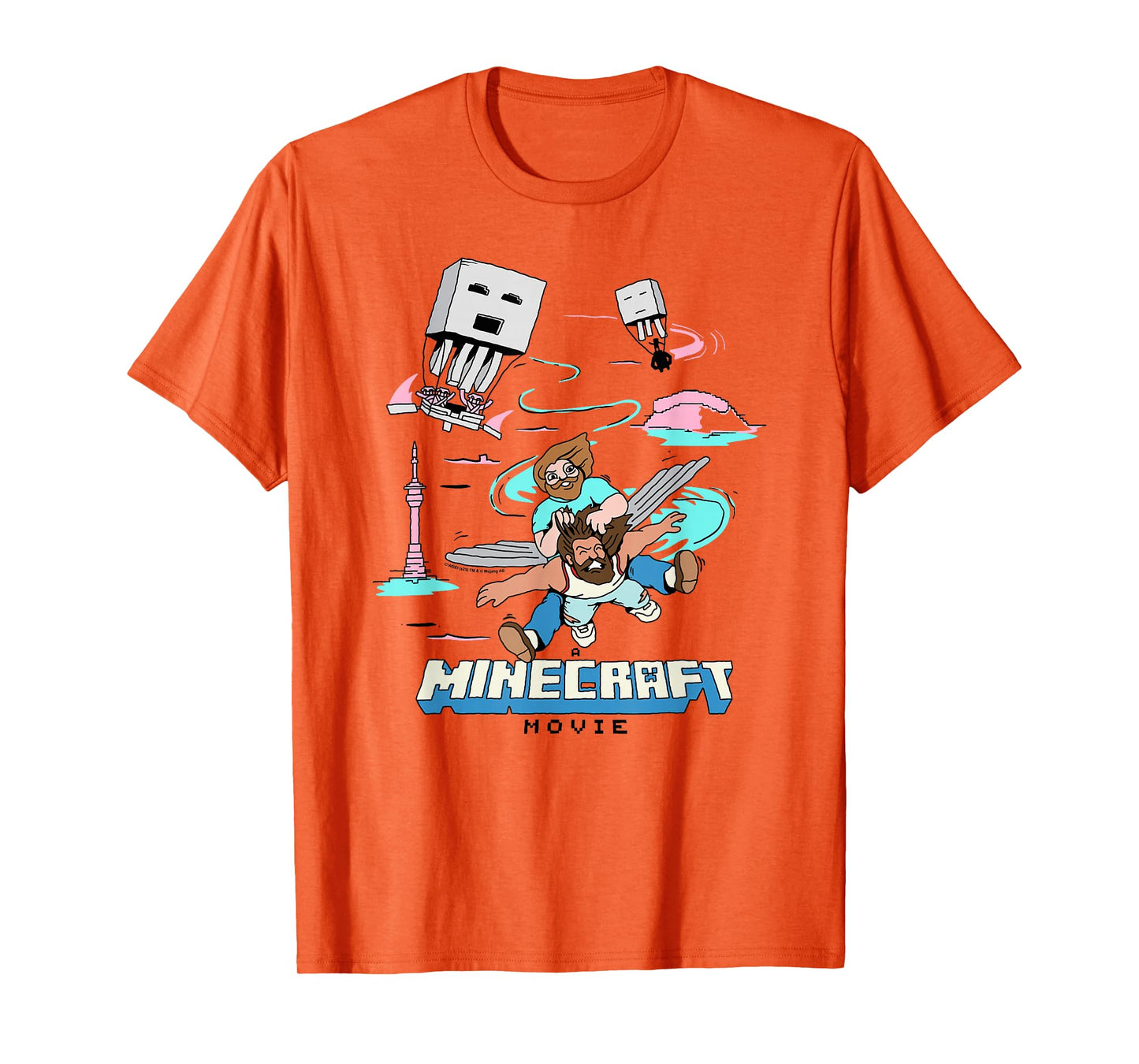 A Minecraft Movie Steve And Garret Escape Using Elytras T-Shirt
