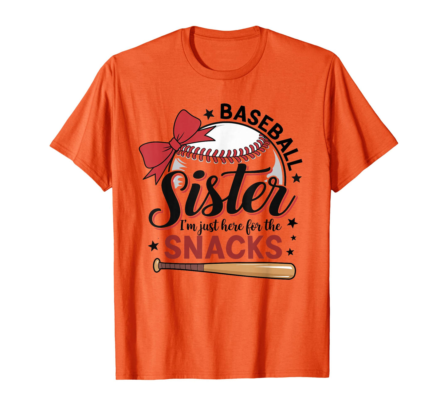 Funny Baseball Sister I'm Just Here for the Snacks Bow T-Shirt