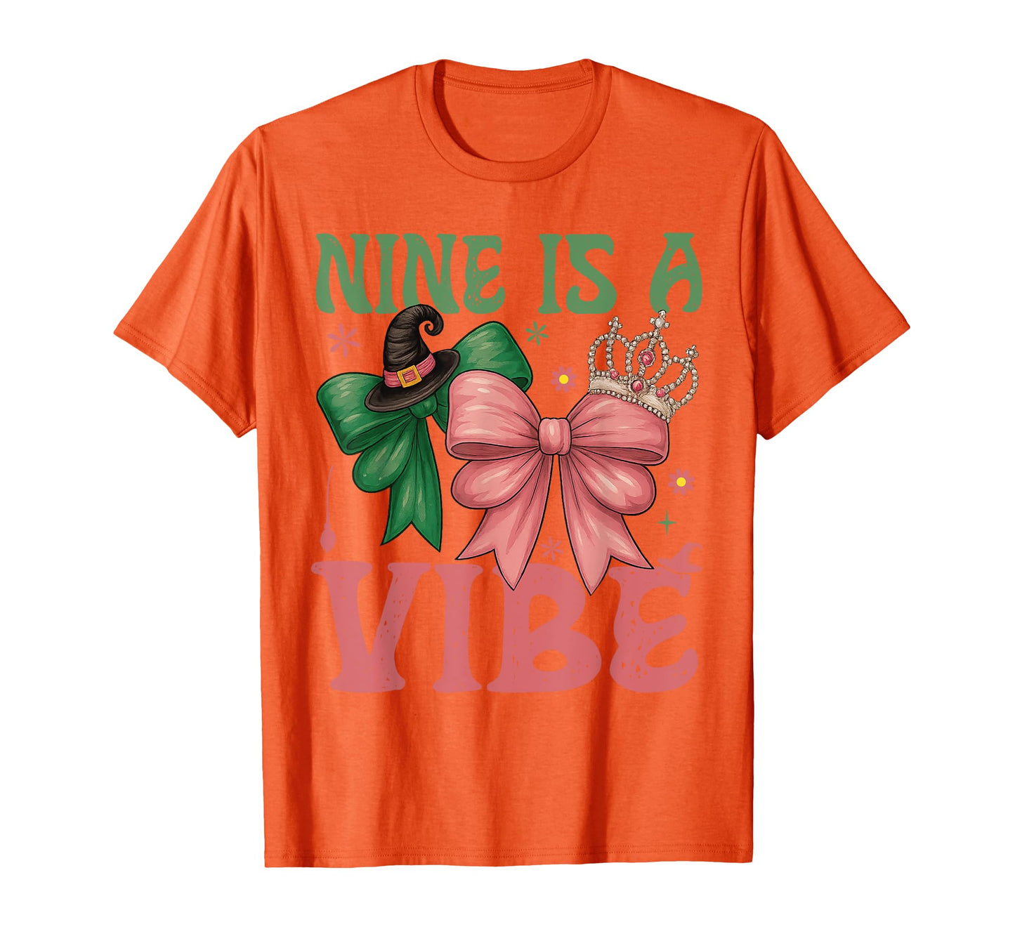 Nine is A Vibe 9th Birthday Girl Witch 9 Years Old Girls T-Shirt