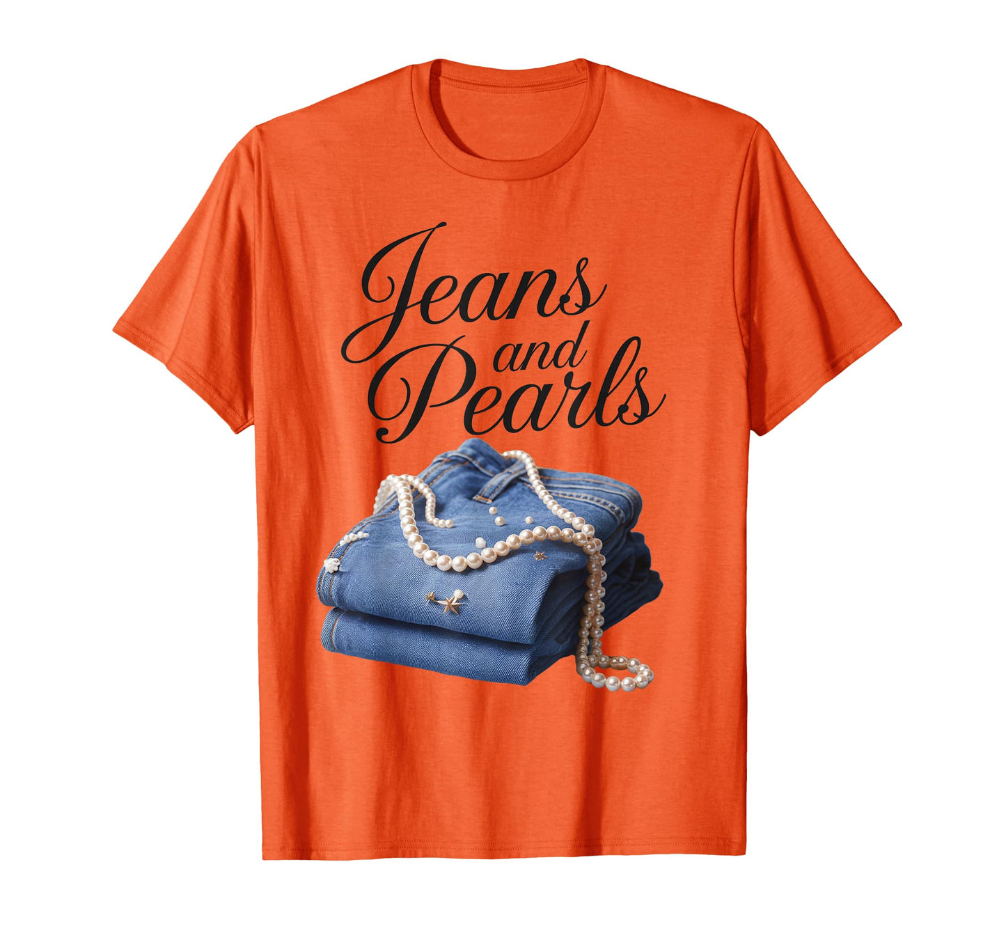 Jeans and Pearls for Ladies 2025 Jeans With Pearls Denim T-Shirt