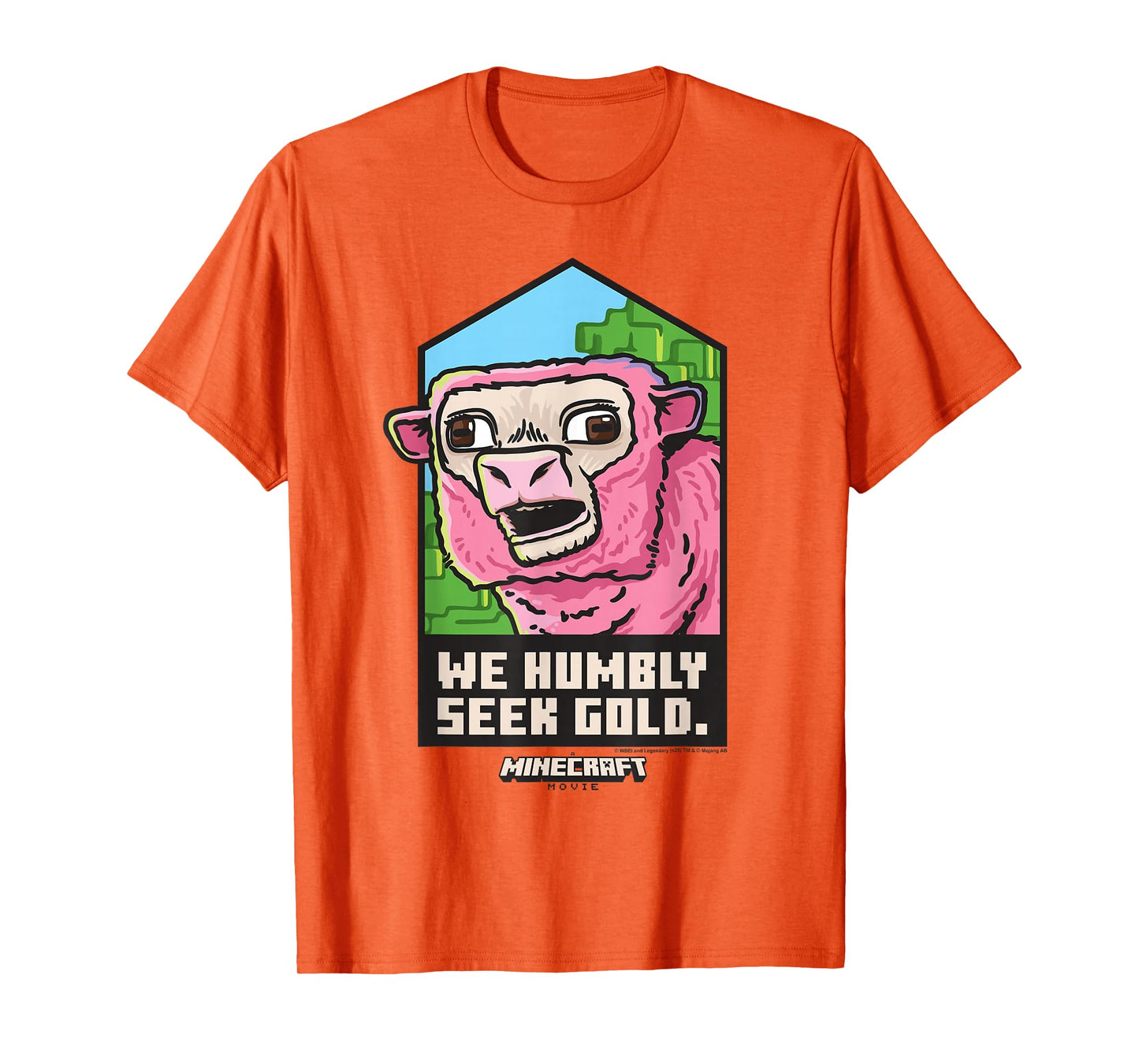 A Minecraft Movie We Humbly Seek Gold Pink Sheep Portrait T-Shirt