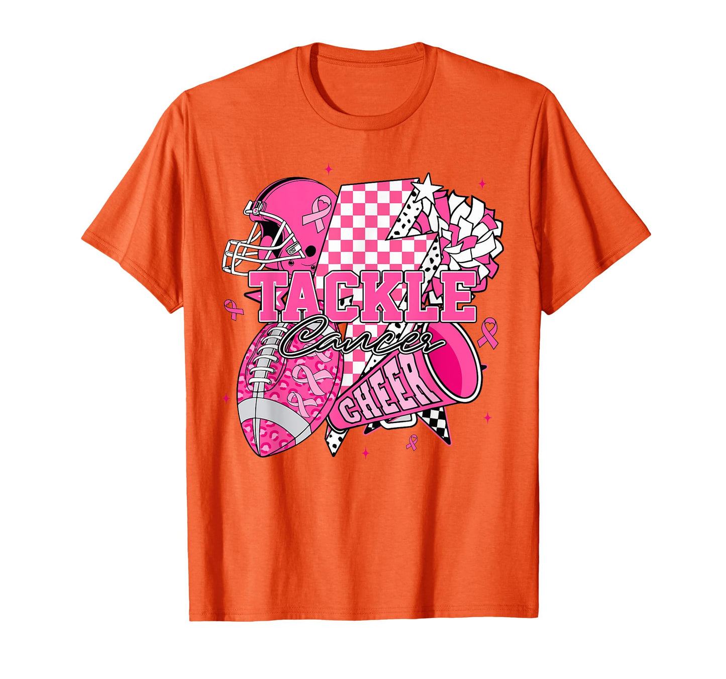 Tackle Football Breast Cancer Awareness Cheer Football Mom T-Shirt