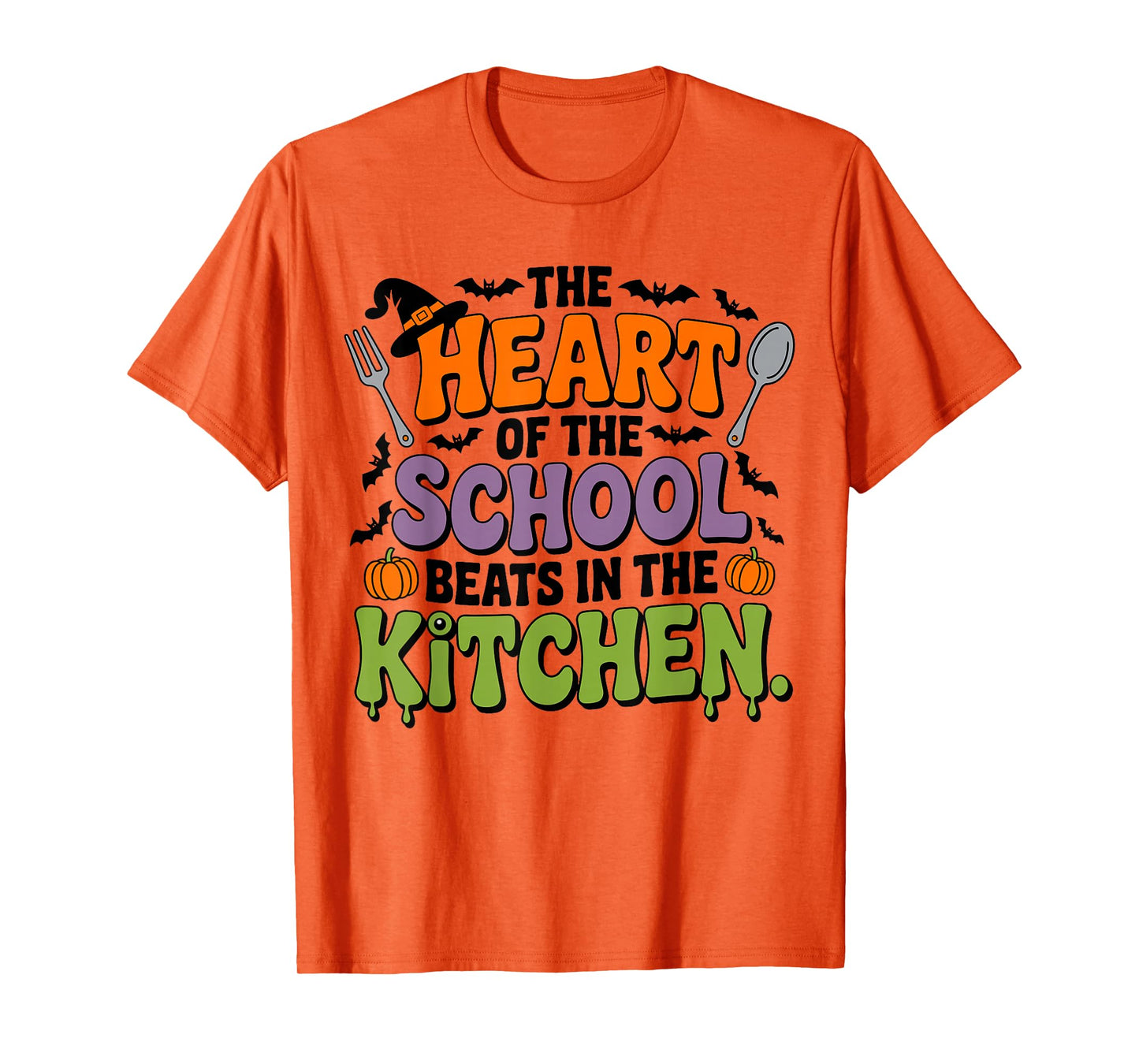 Cute The Heart of The School Beats in The Kitchen Lunch Lady T-Shirt