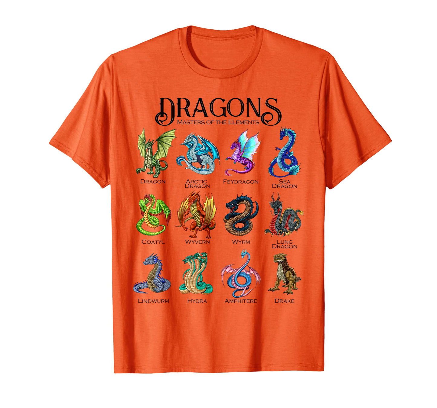 Masters of the Elements - Types of Dragons T-Shirt