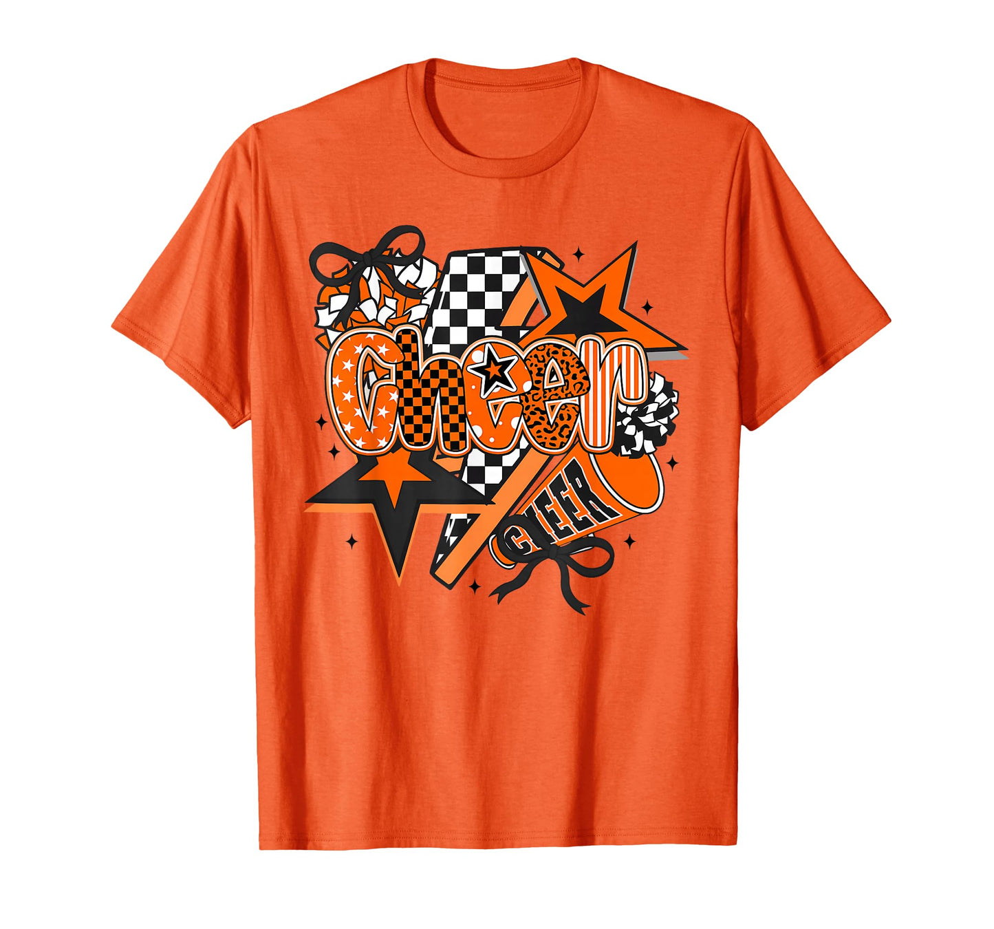 Preppy Cheer Game Day Cheer Mom Cheerleader Go Cheer Orange T-Shirt
