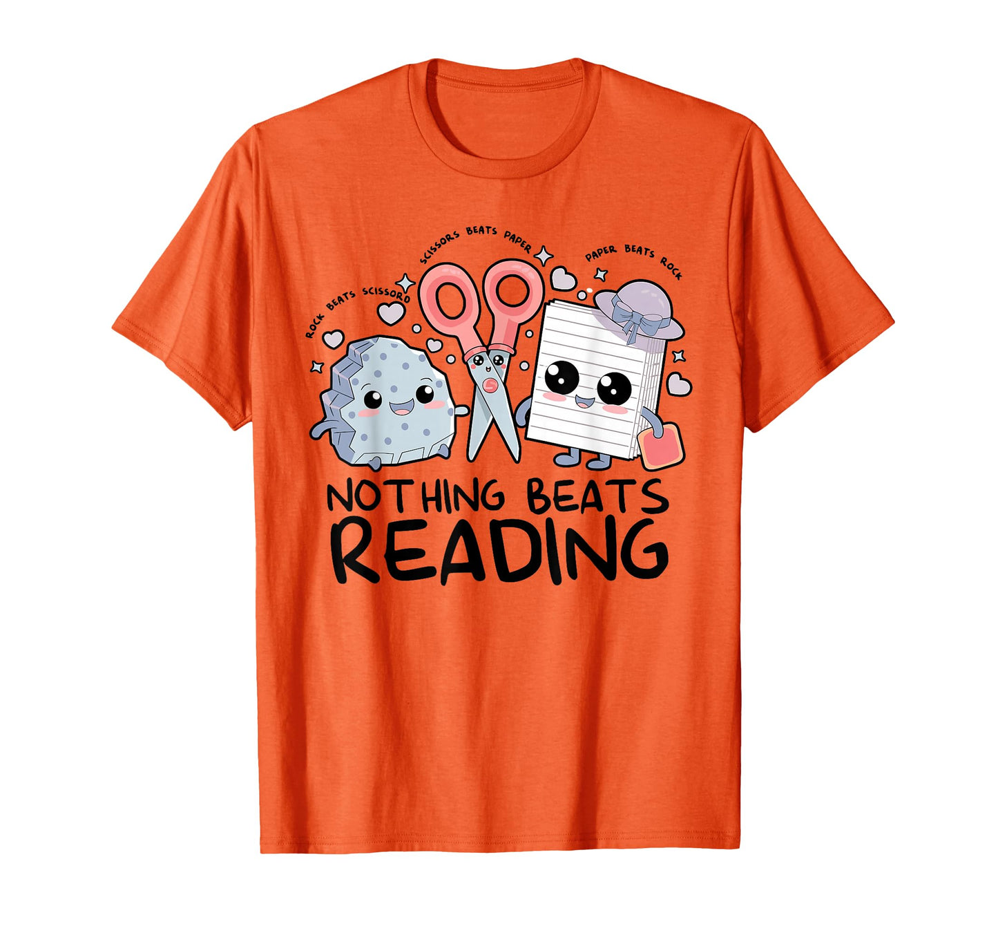 Nothing Beats Reading Rock Paper Scissors Book Lover Teacher T-Shirt