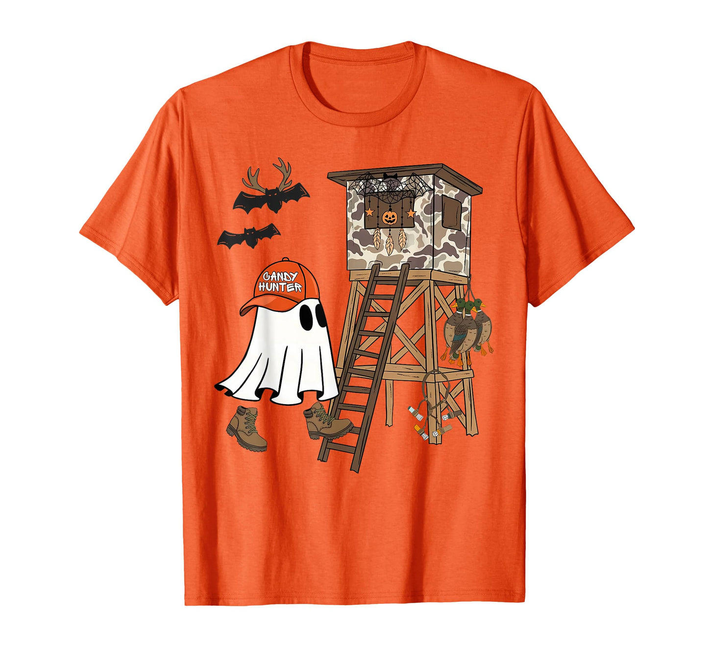 Candy Hunter Camo Ghost Boys Halloween Deer Duck Hunting T-Shirt