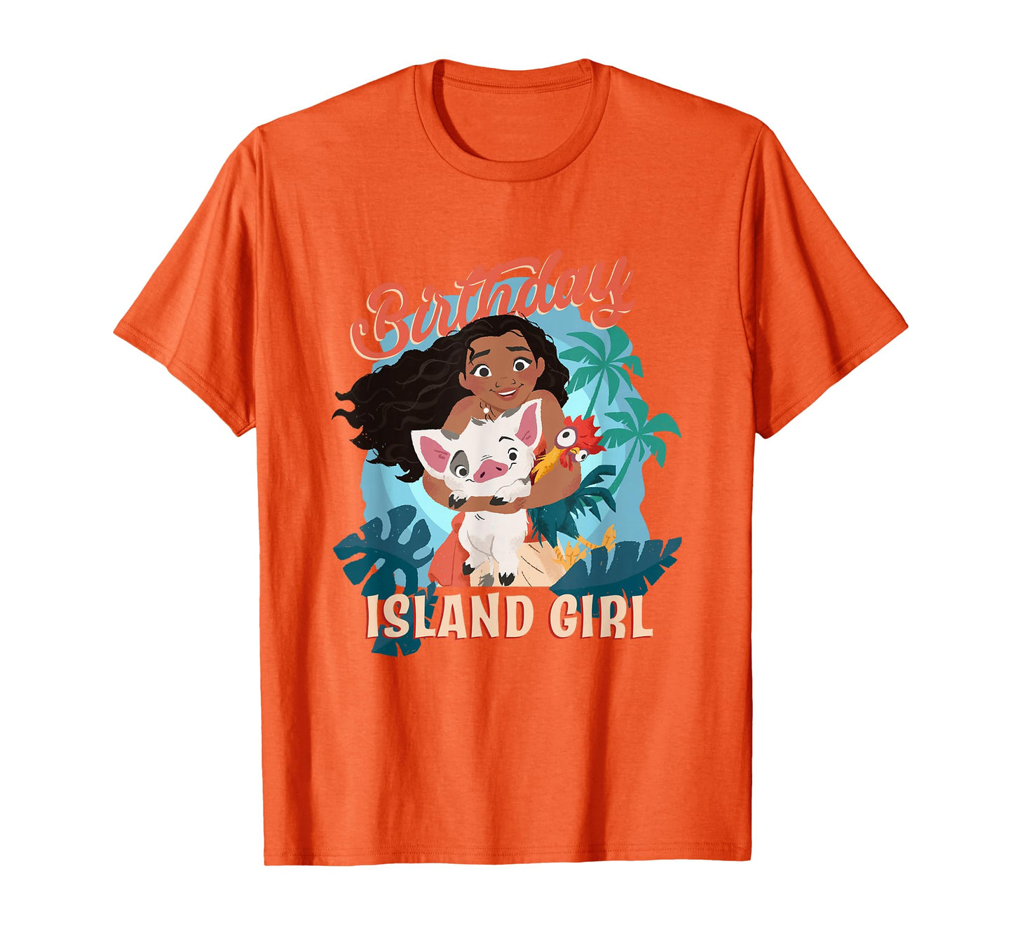 Disney Moana Birthday Island Girl Moana Pua Hei Hei Big Logo T-Shirt