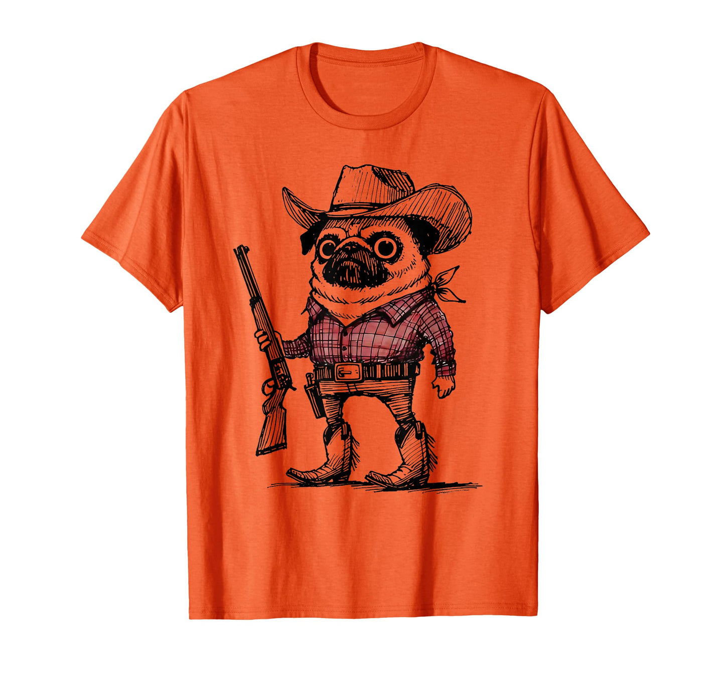 Cowboy Pug Dog Funny Western Outfit Red Pug Cowboy Meme T-Shirt