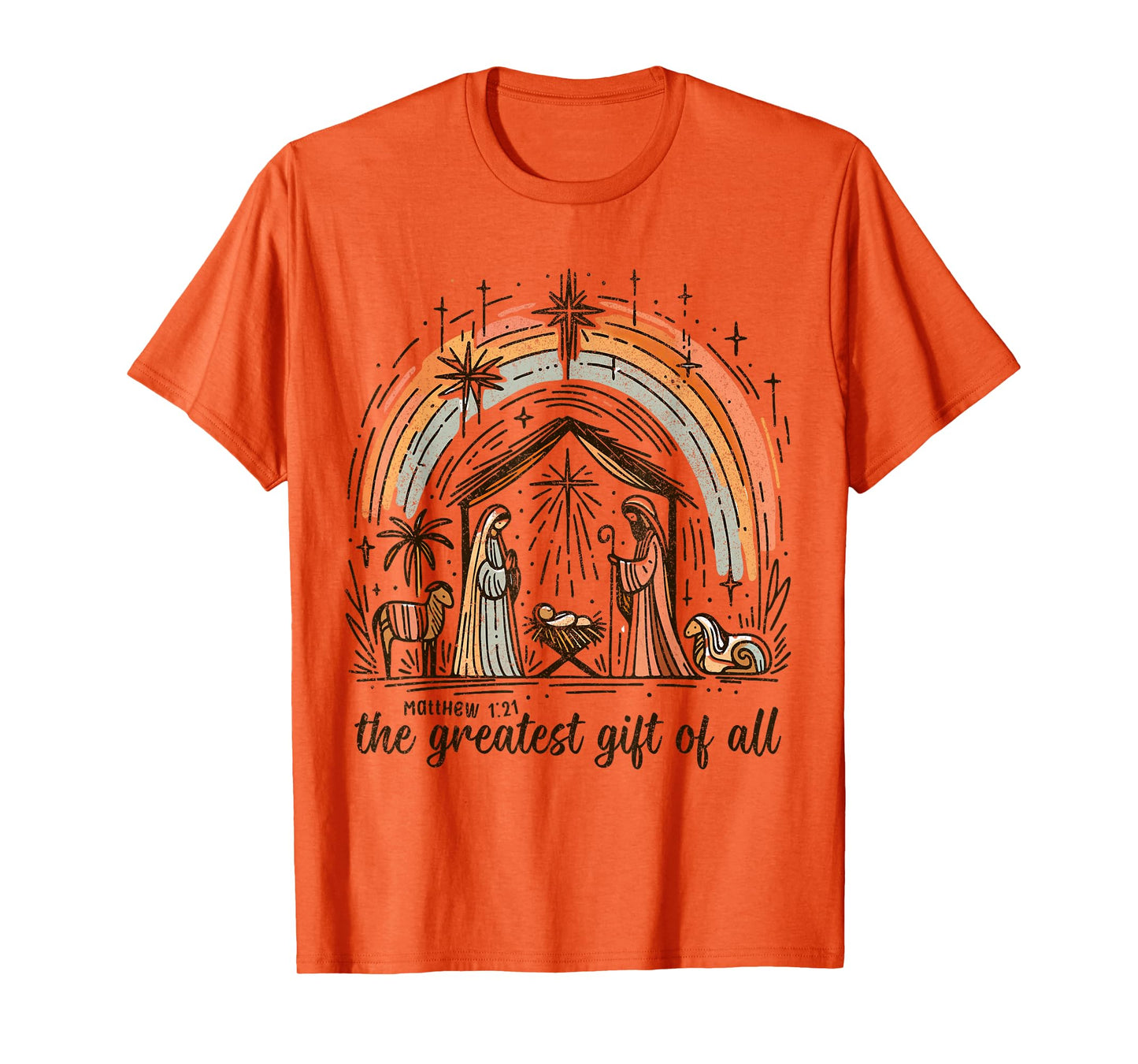 Retro The Greatest Gift of All Jesus Nativity Christian Xmas T-Shirt