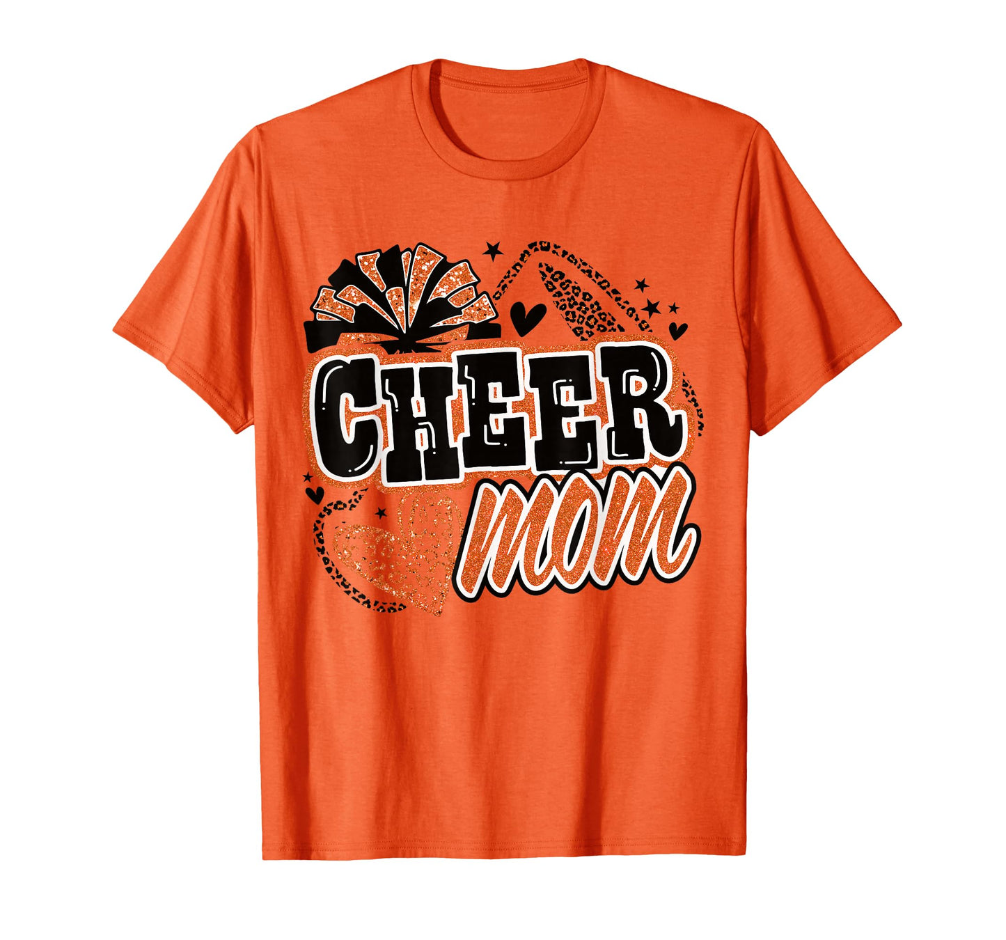 Cheer Mom Orange Cheerleader Game Day Cheer Mama Football T-Shirt