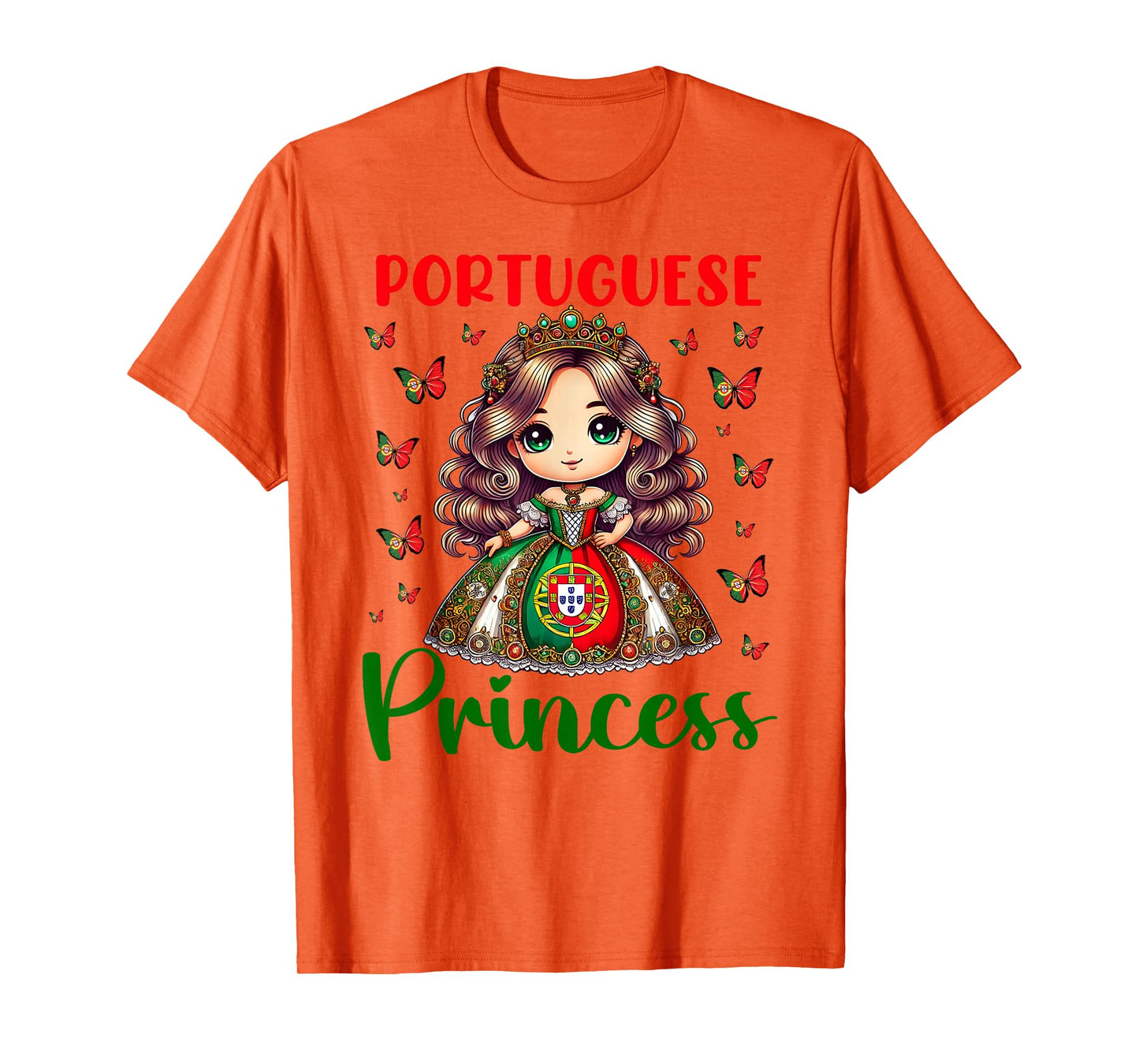 Portuguese Princess Portugal flag and Butterflies for girls T-Shirt