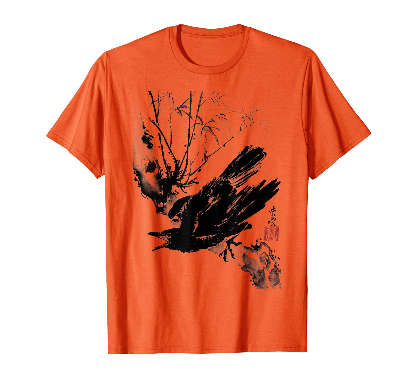 Crow Raven Bird Gothic Vintage Japanese Ukiyo-e Woodblock T-Shirt