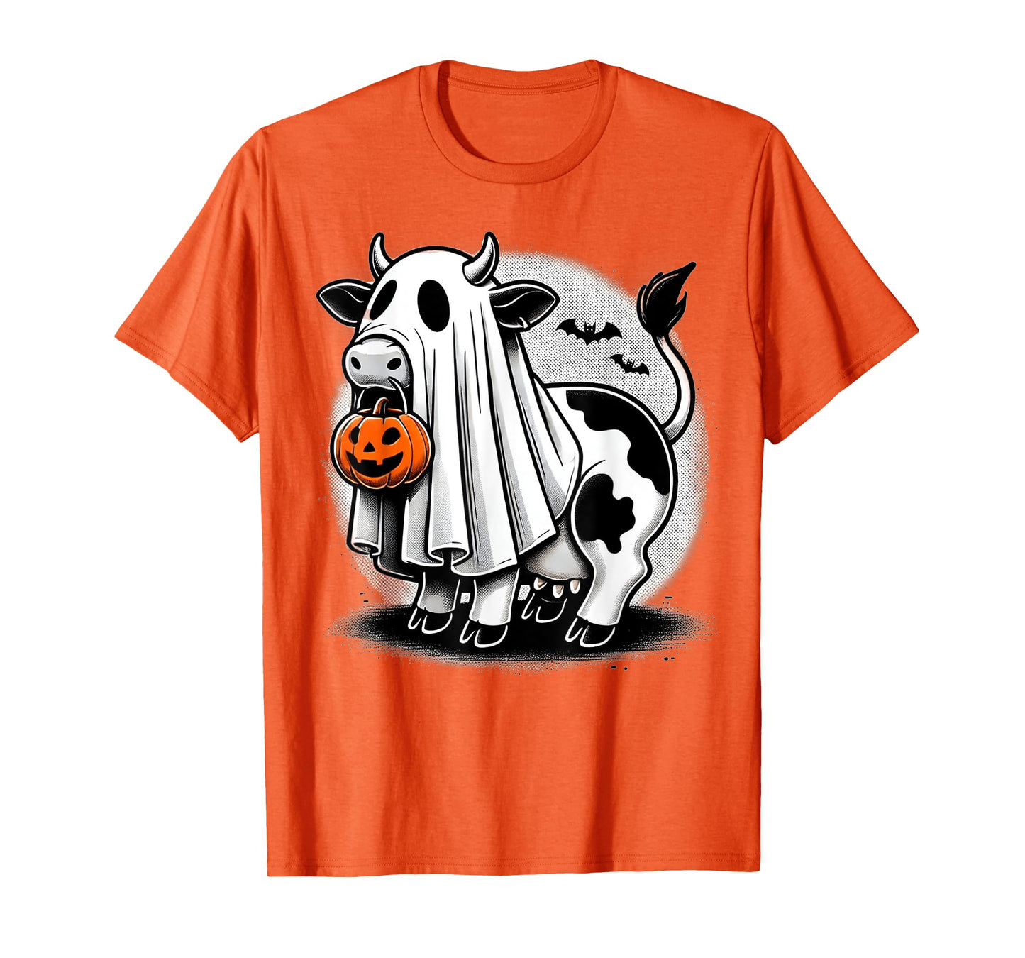 Awesome Moo Halloween Cow Wearing Ghost Costume With Pumpkin T-Shirt