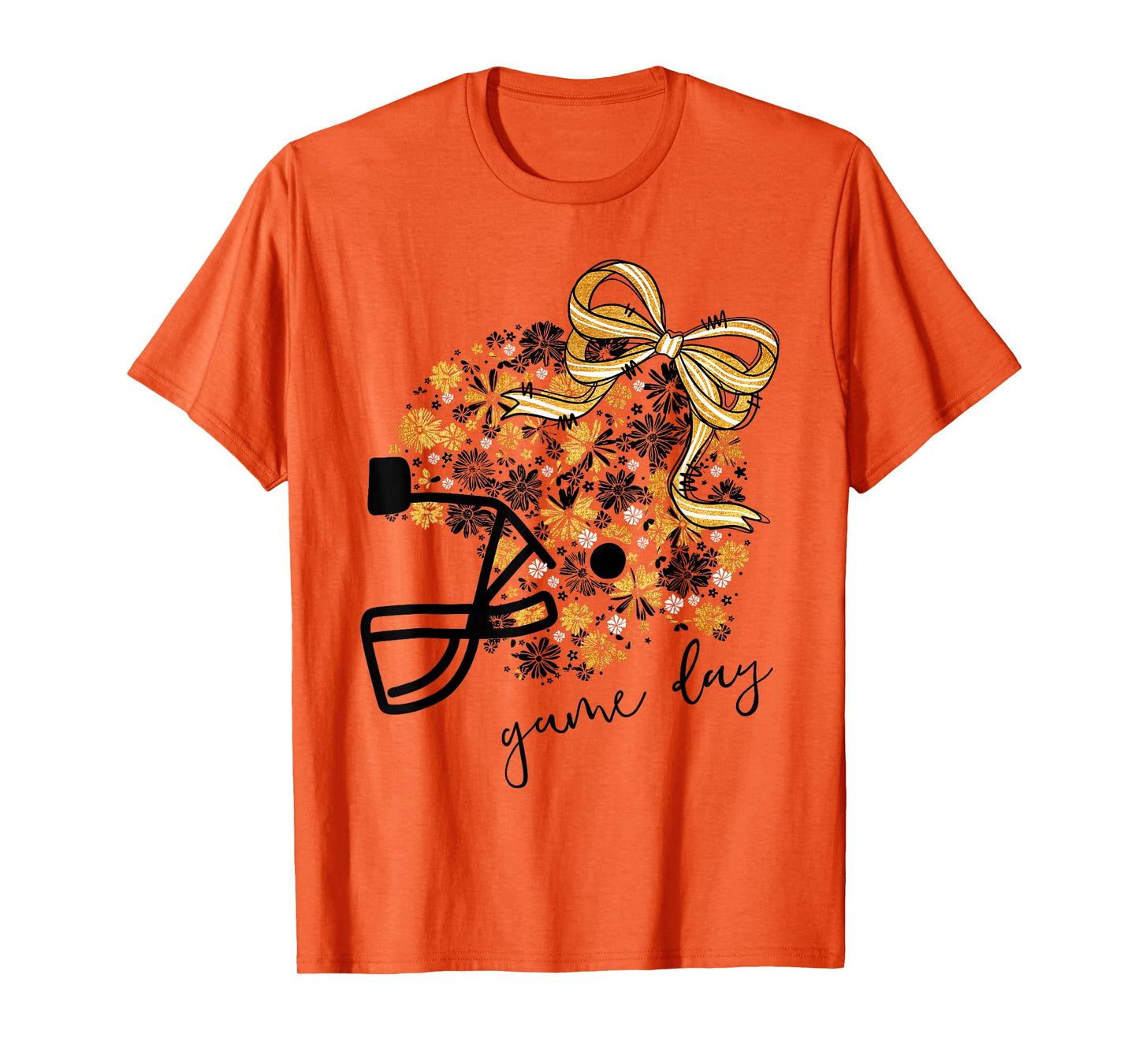 Game Day Football Season Football Mama Girl Black Gold Vibes T-Shirt