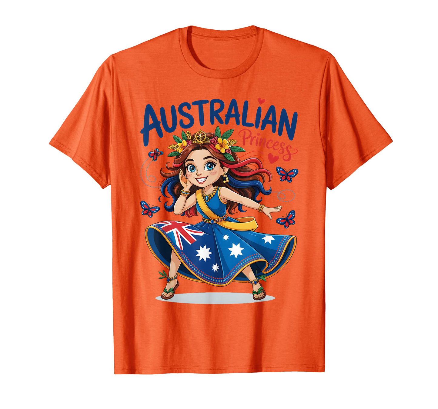 Australian Princess Girl in Flag Dress Outfit for Girls Kids T-Shirt