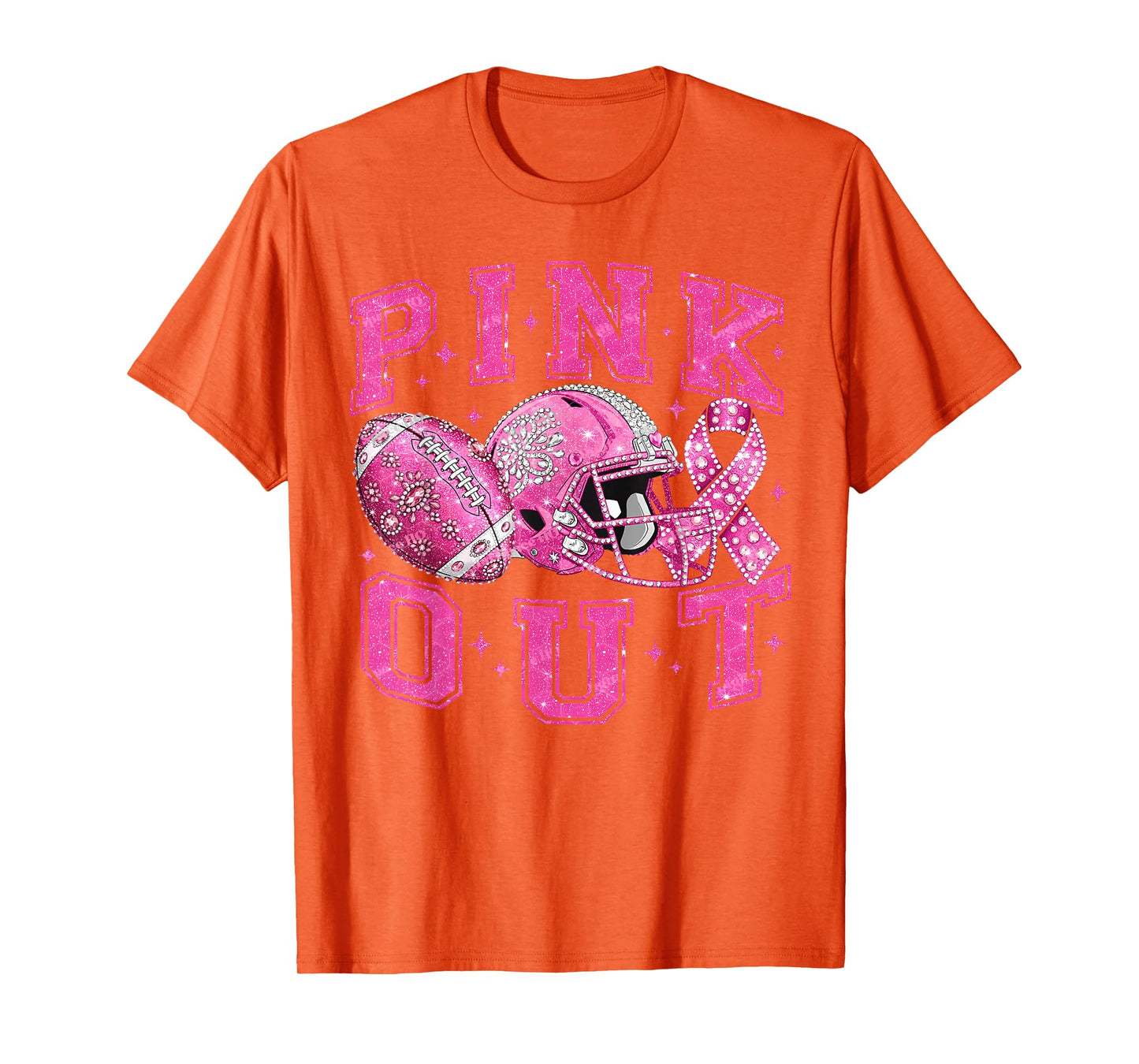 Pink Out Tackle Breast Cancer Awareness Football Pink Ribbon T-Shirt
