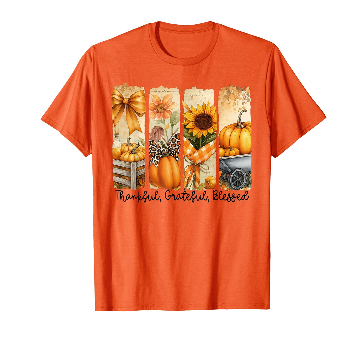 Thankful Grateful Blessed Shirts Pumpkin Thanksgiving Womens T-Shirt