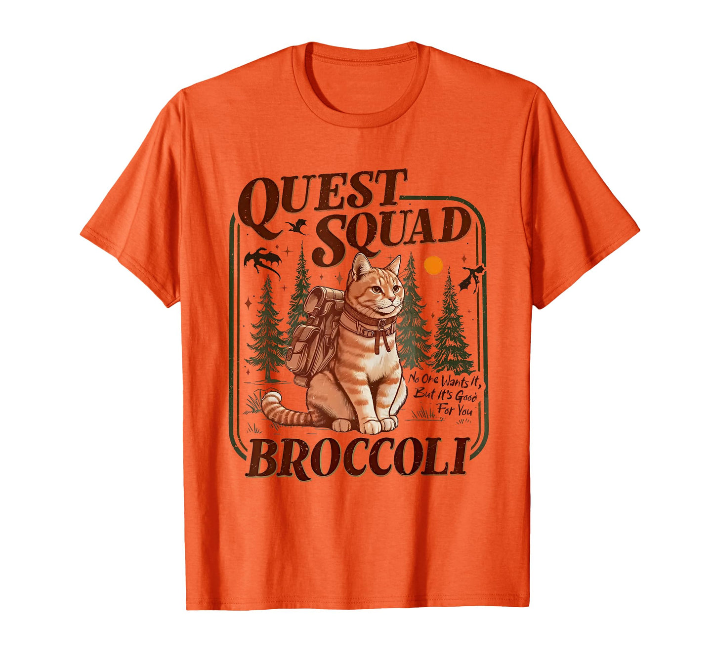 Quest Fantasy Squad Broccoli Funny Cat T-Shirt