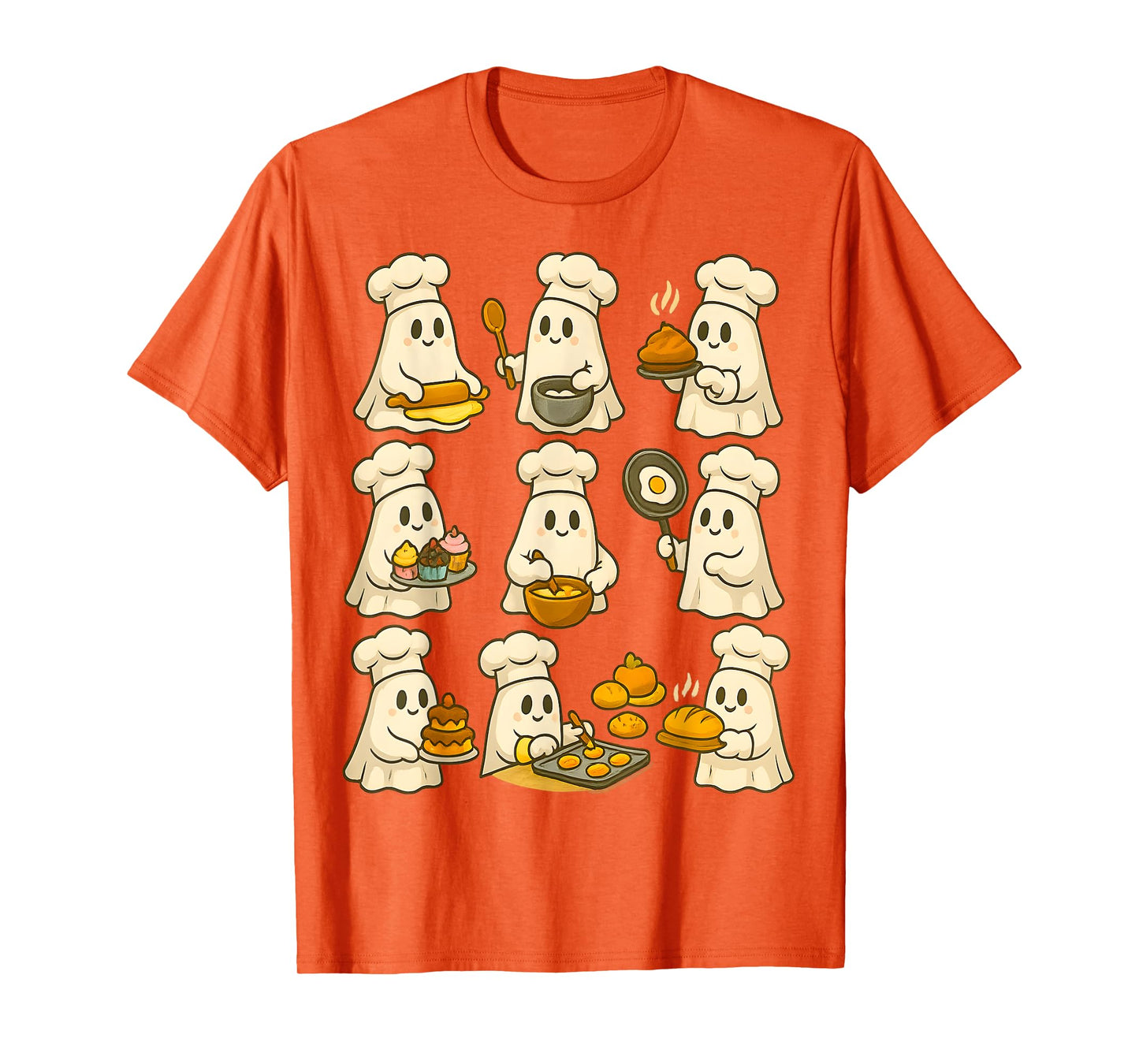 Cute Ghost Baker Halloween Baking for Pastry & Food Lovers T-Shirt