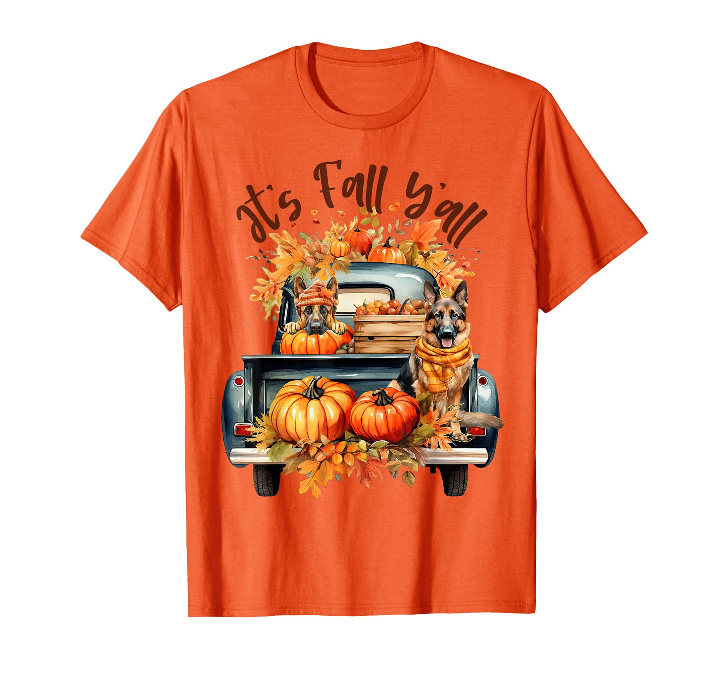 It’s Fall Y’all German Shepherd Pumpkins Truck Autumn Season T-Shirt