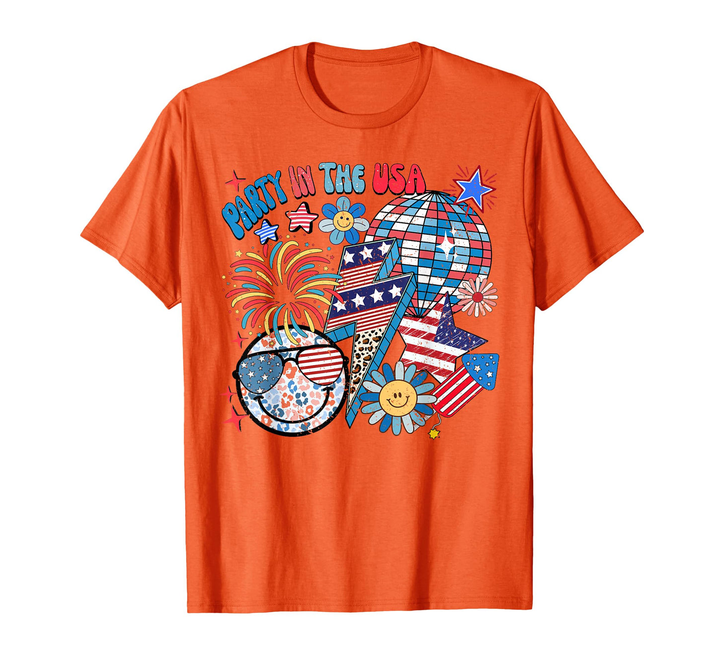 American Flag Party In USA 4th July Patriotic Kids Teen Girl T-Shirt