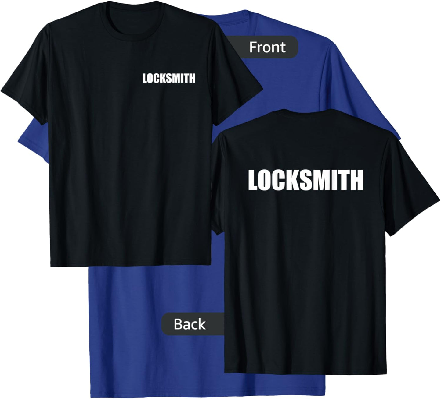 Locksmith Logo Style Front & Back Print Employees Official T-Shirt - T-Shirt | Royal