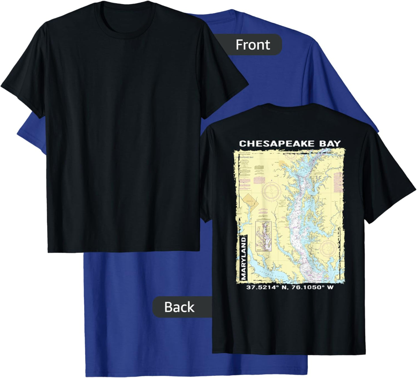 Classic Chesapeake Bay Nautical Chart T-Shirt - T-Shirt | Royal