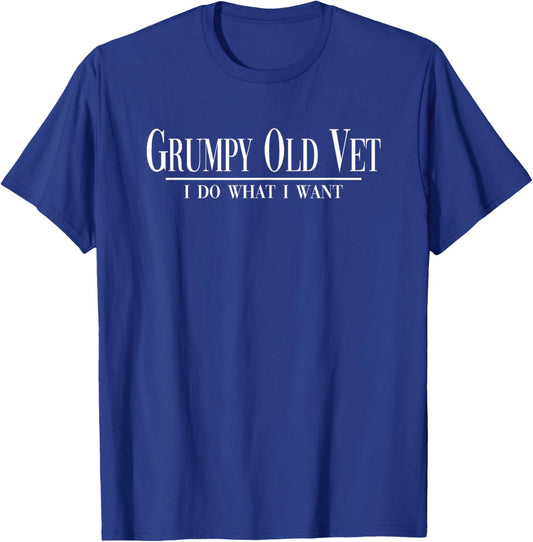 Grumpy Old Vet I Do What I Want Funny Military Veteran Style T-Shirt - T-Shirt | Royal