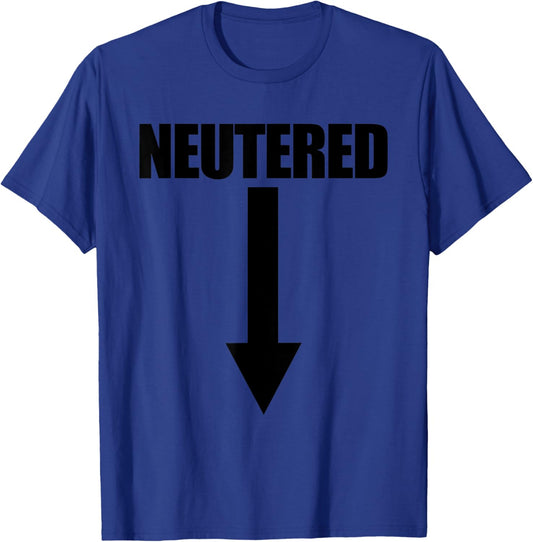 Neutered Arrow Funny Men's Vasectomy Gift Vasectomy T-Shirt - T-Shirt | Royal