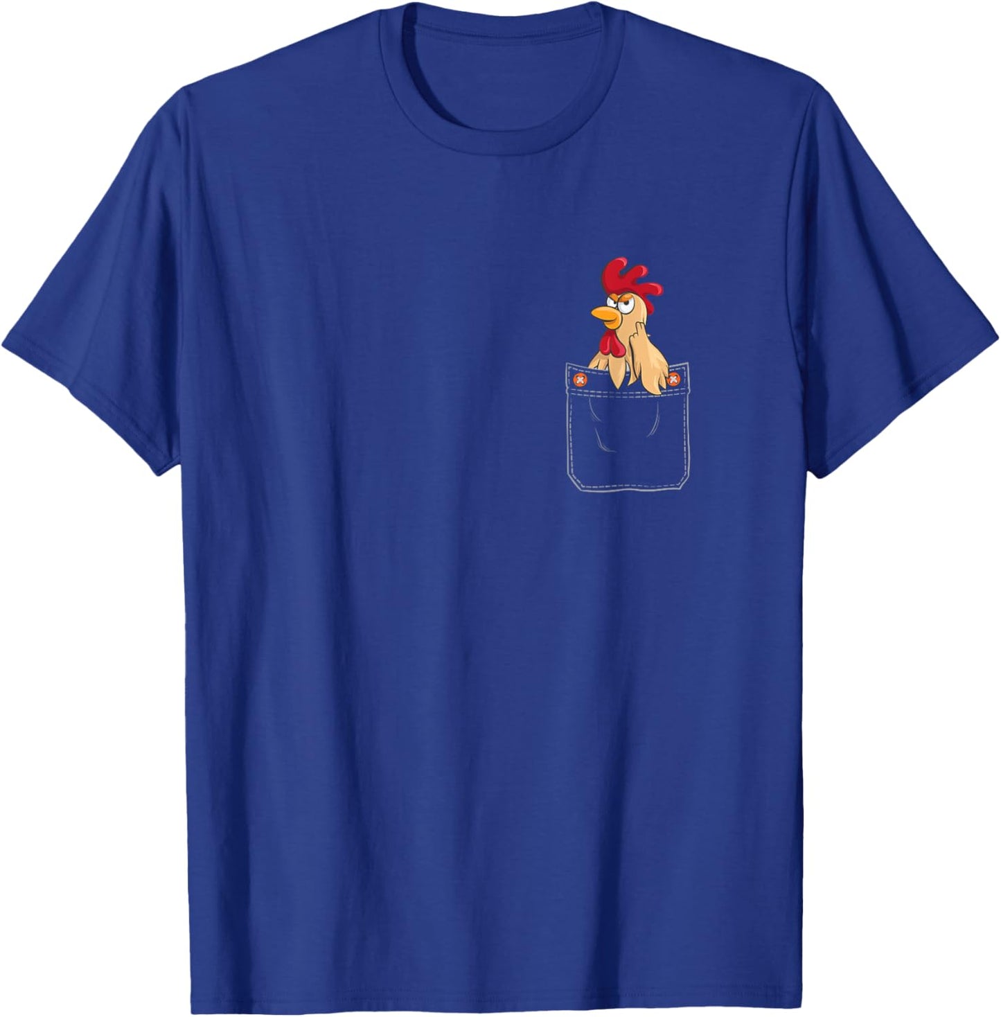 Cute Chicken in Pocket Graphic Women Men Kids Chicken T-Shirt - T-Shirt | Royal