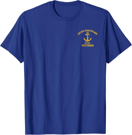 USS Bon Homme Richard CV-31 Aircraft Carrier Veteran T-Shirt - T-Shirt | Royal