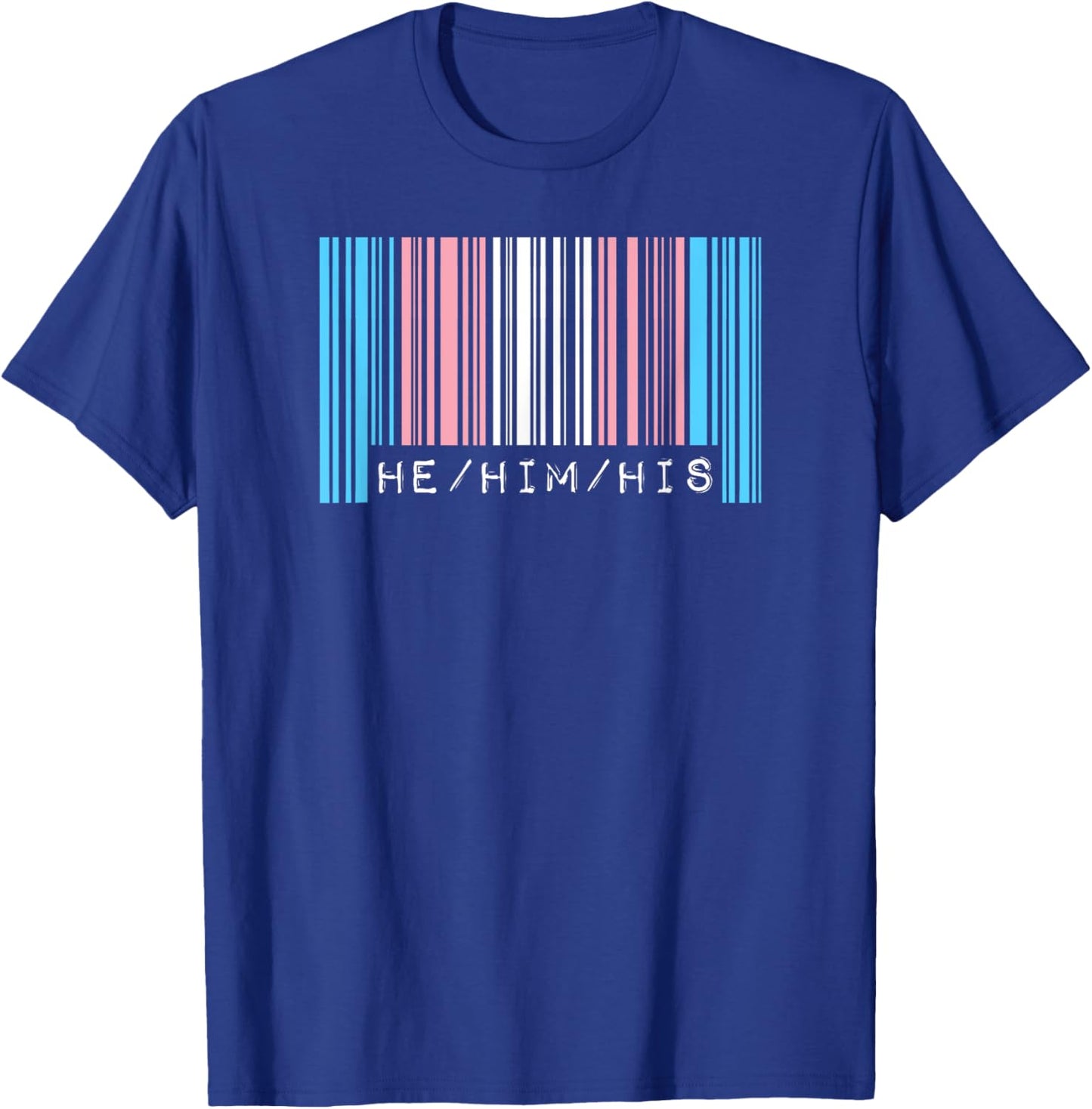He Him His Pronouns Transgender Pride Flag Barcode Aesthetic T-Shirt - T-Shirt | Royal