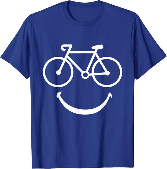 Funny Bicycle Smiling Face Biker Bicycle Smiling Face T-Shirt - T-Shirt | Royal