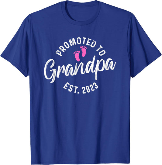 Promoted To Grandpa Est 2023 T-Shirt - T-Shirt | Royal