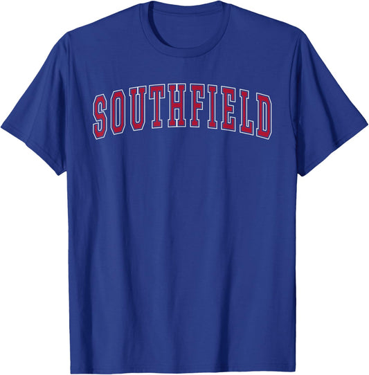 Southfield Michigan Souvenir Sport College Style Red Text T-Shirt - T-Shirt | Royal
