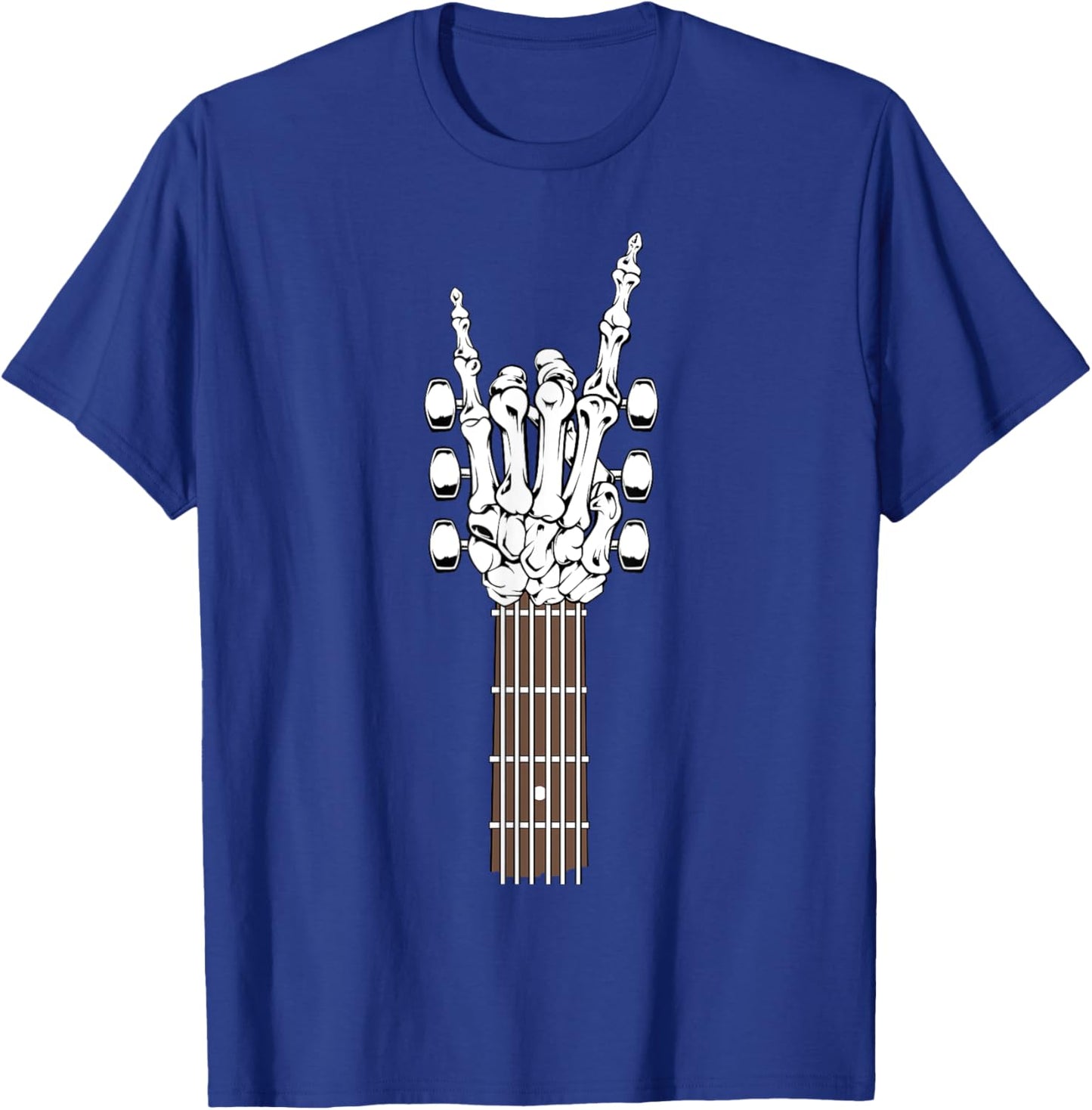 Skeleton Hand Playing Rock Guitar Guitarist Band Rockstar T-Shirt - T-Shirt | Royal