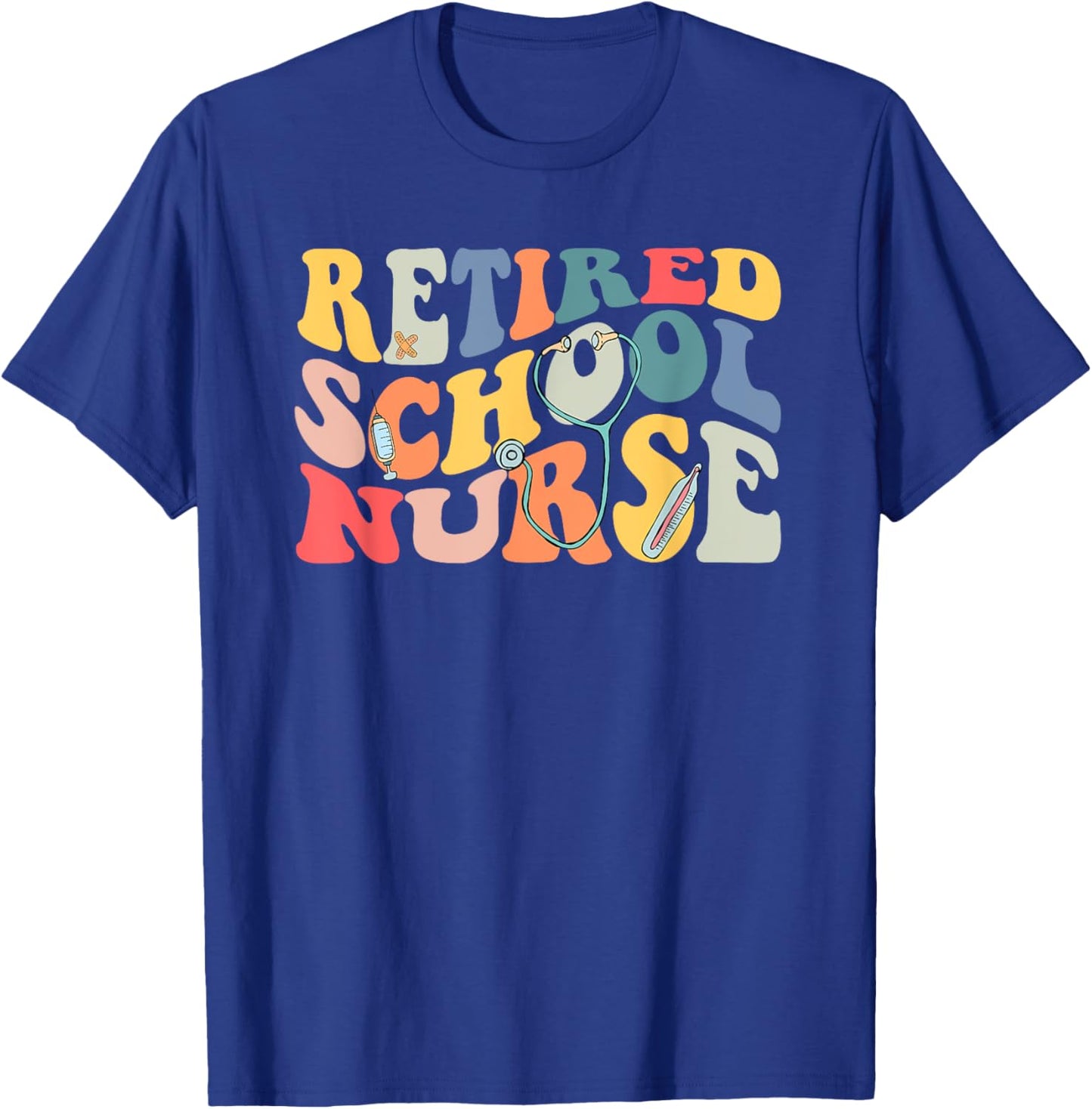 Retro Vintage Retired School Nurse Retirement Party T-Shirt - T-Shirt | Royal
