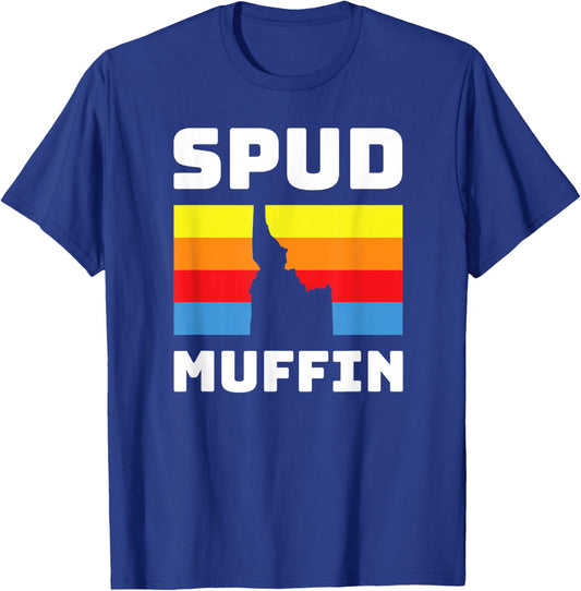 Cool Retro Travel Idaho Vacation Potatoes Spud Muffin Design T-Shirt - T-Shirt | Royal